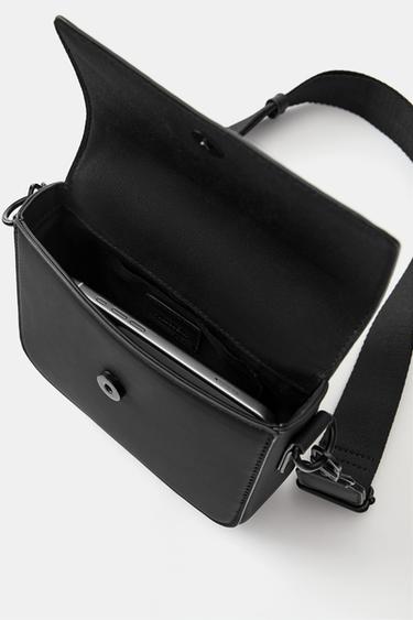 Rubberised textured crossbody bag — Black 4