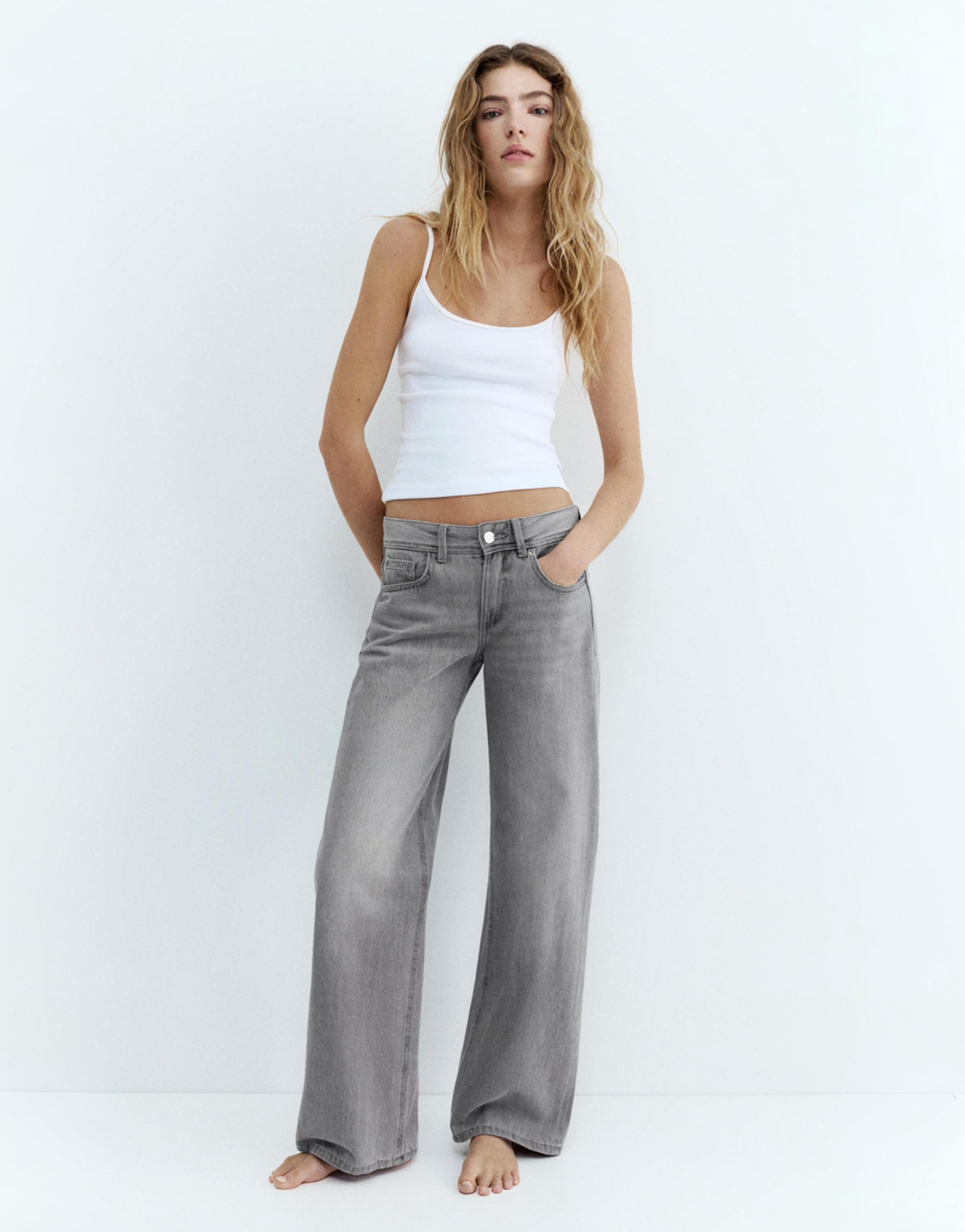 Low-rise straight-leg jeans — Pale grey