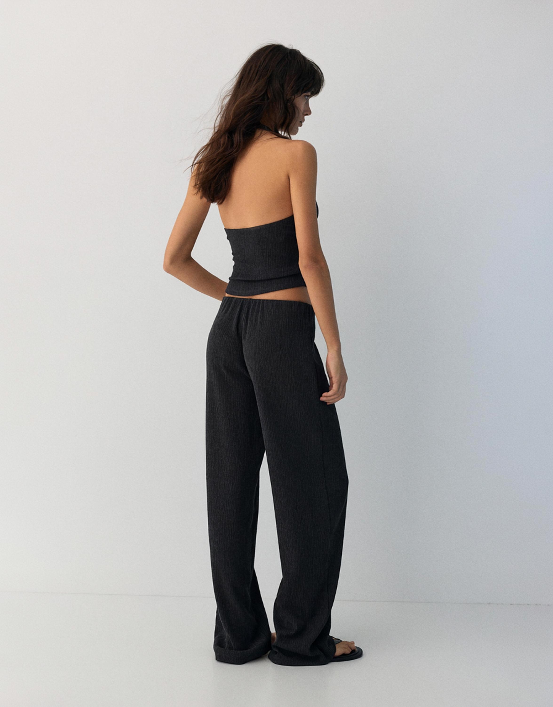 Crepe straight-leg trousers — Petroleum