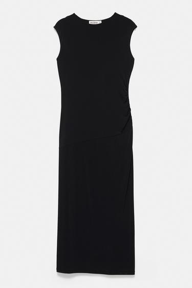 Short sleeve dress with gathering — Black 5