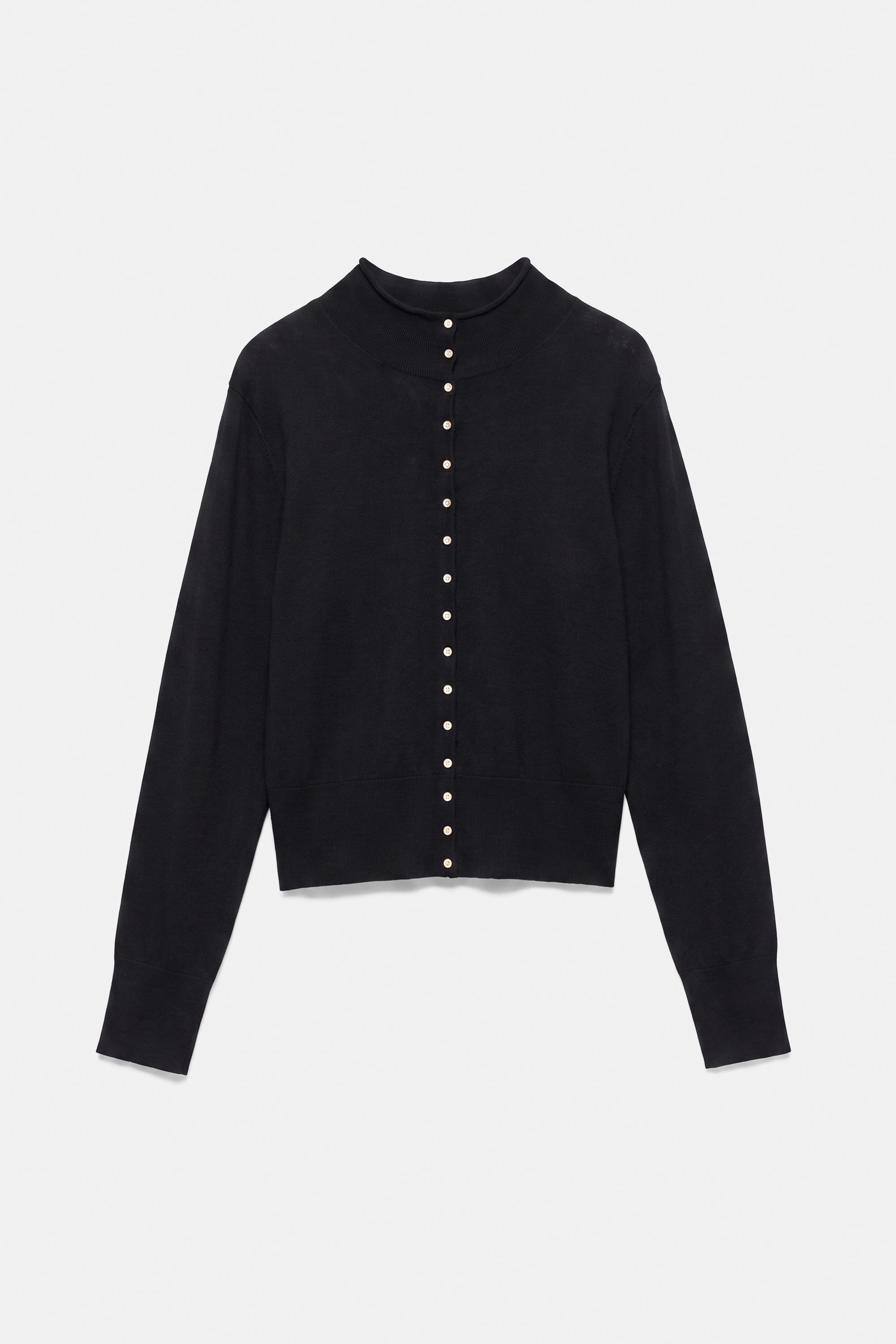 High-neck cardigan — Black