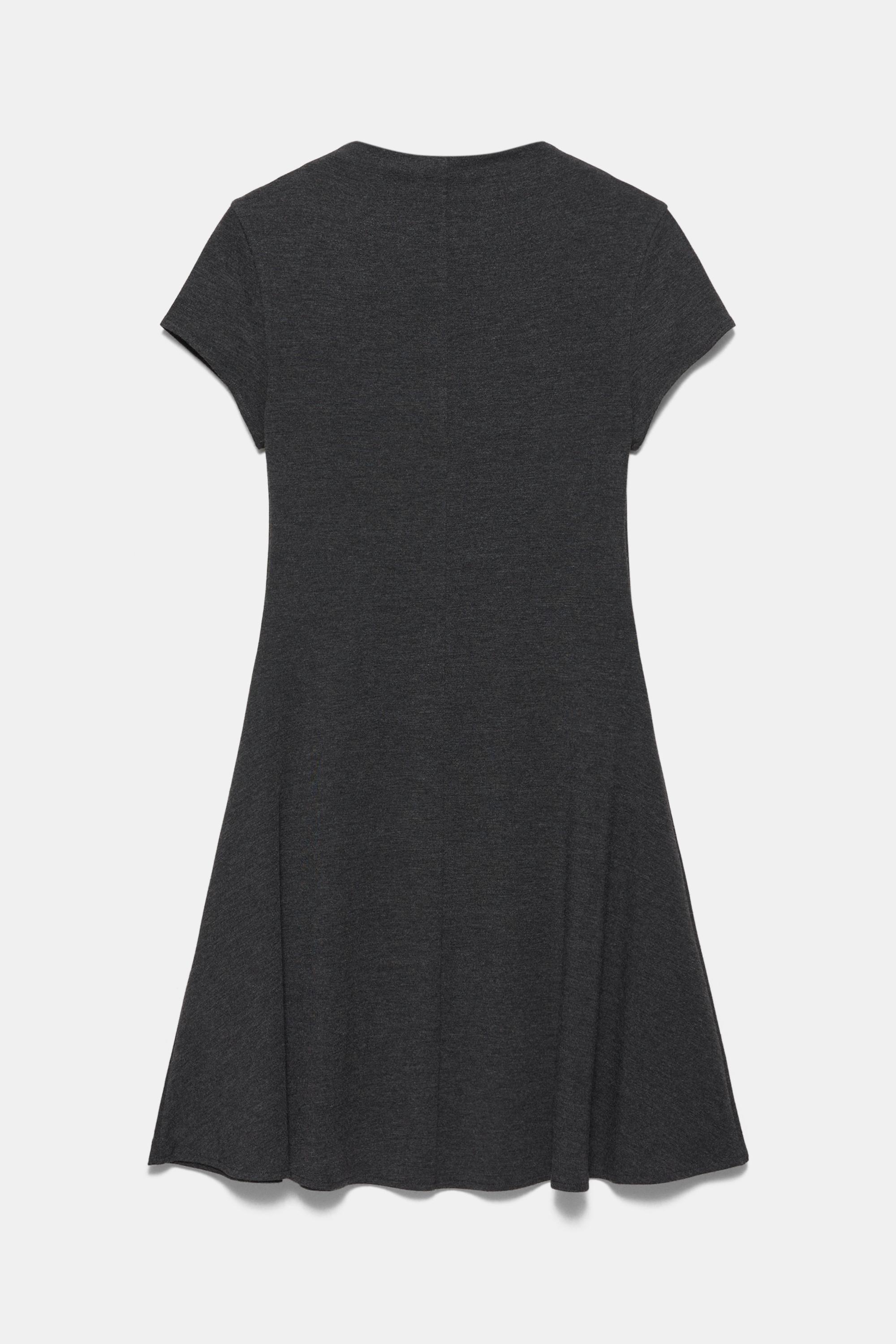 Short mock neck dress — Grey marl