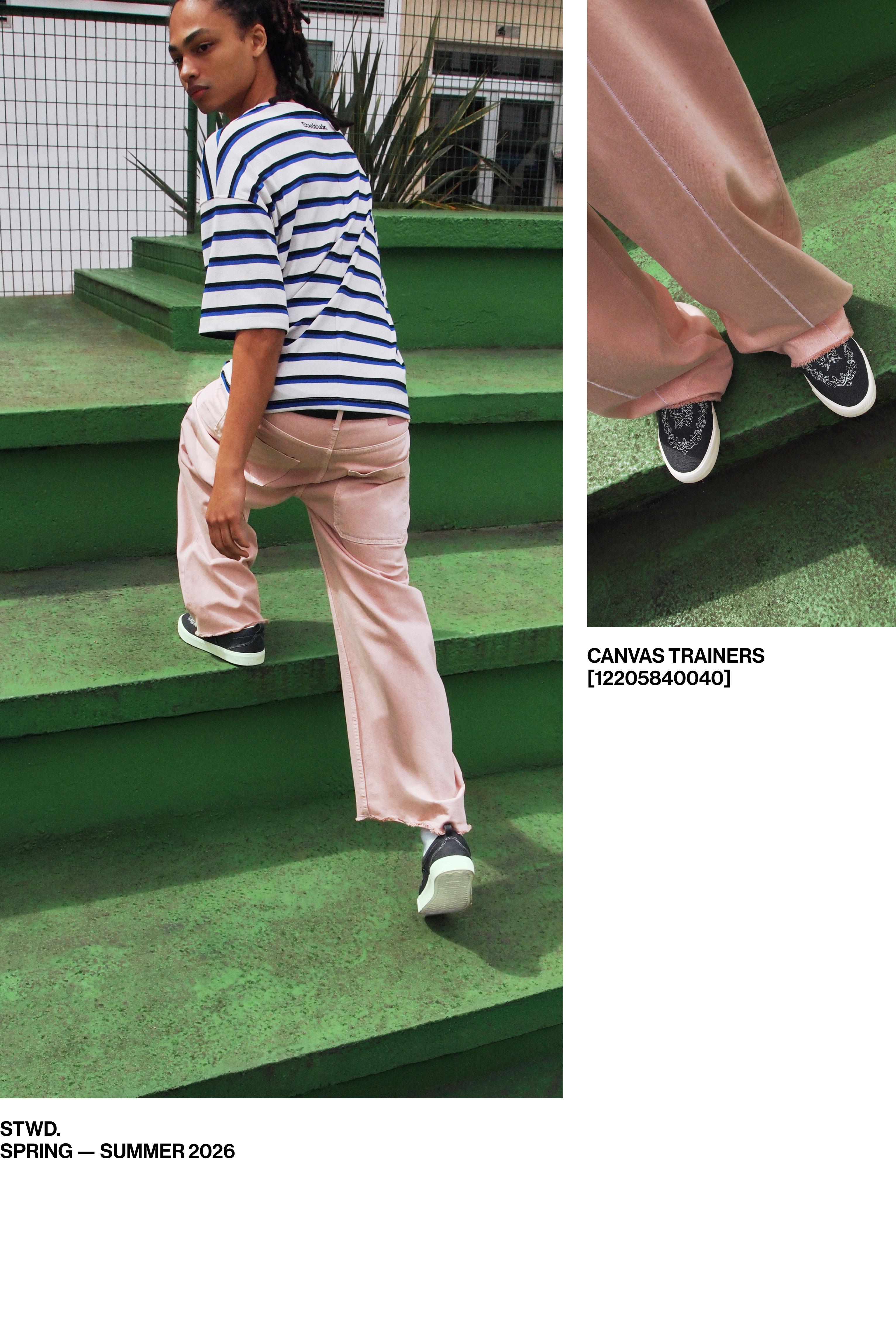 Embroidered canvas trainers — Black
