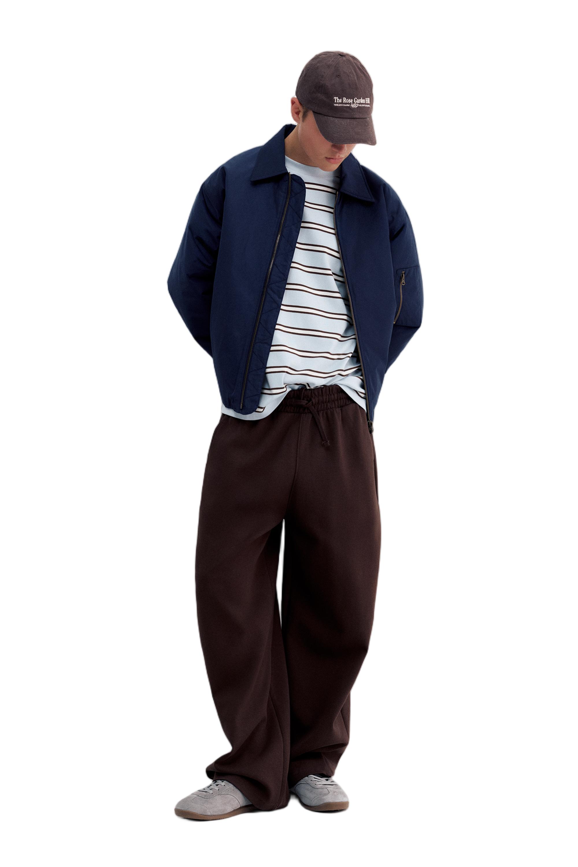 Bomber jacket with shirt collar — Dark navy