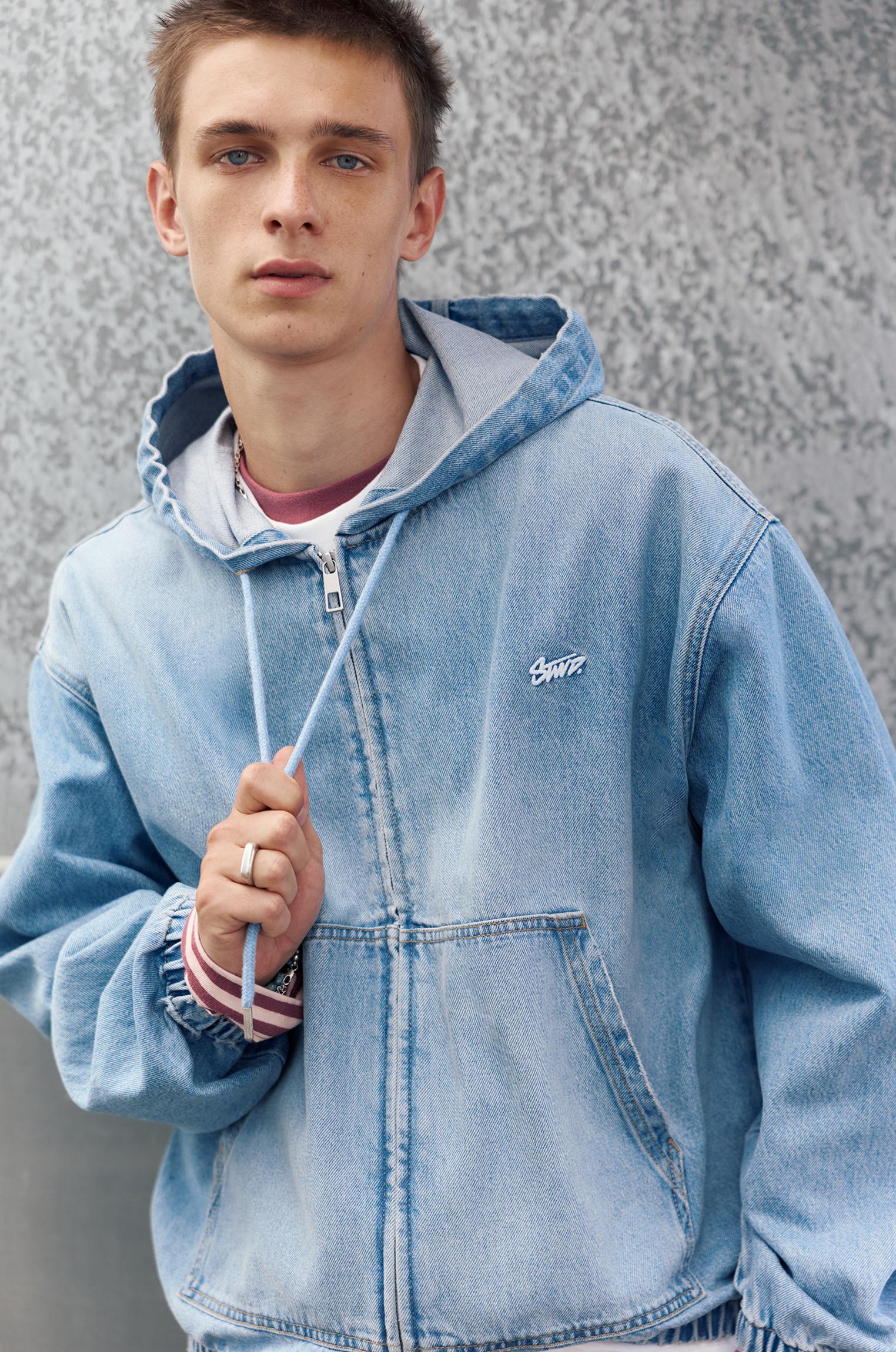 STWD zip-up hooded jacket — Medium blue