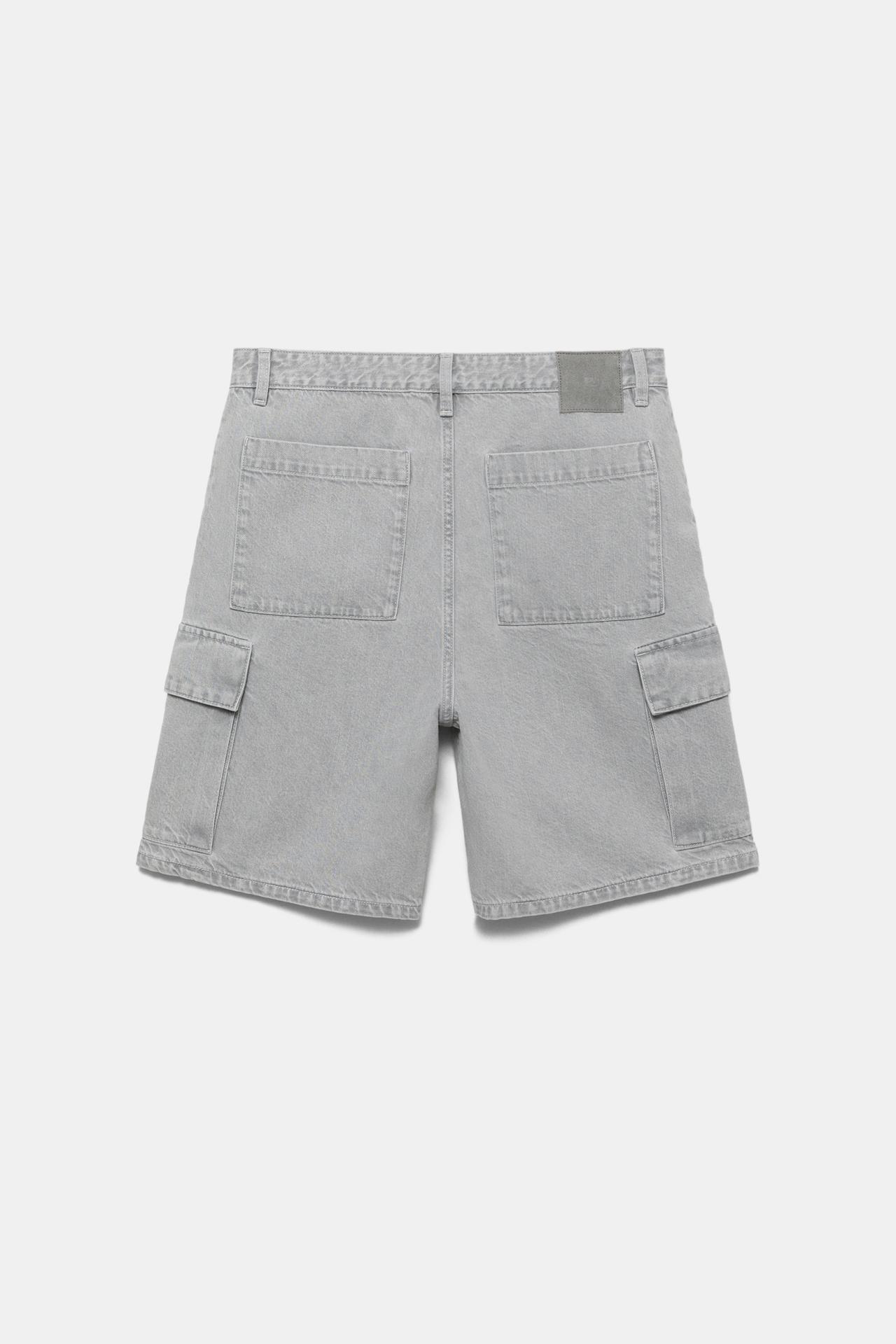 Baggy cargo Bermuda shorts — Pale grey