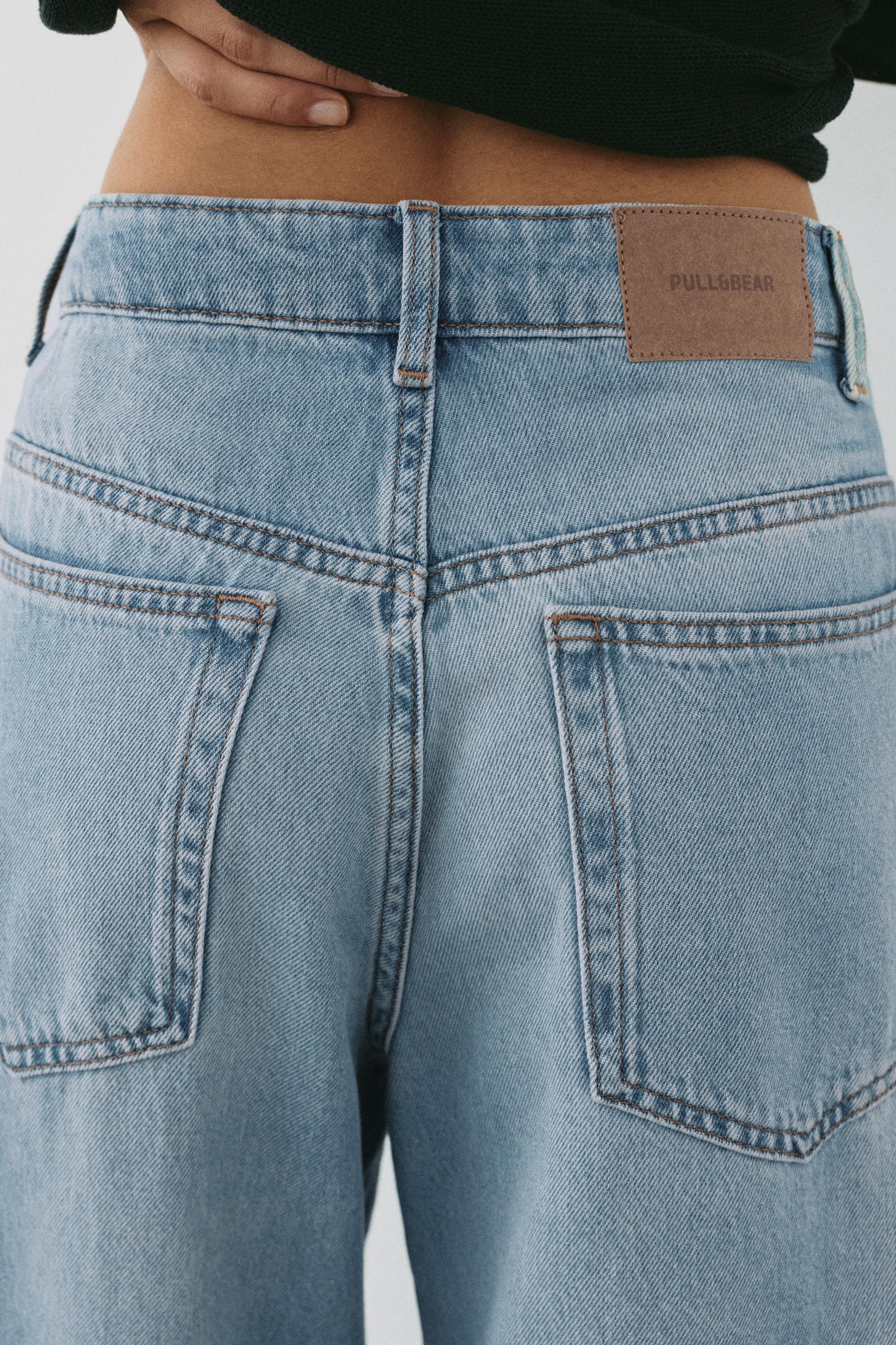 Pleated balloon fit baggy jeans — Pale blue