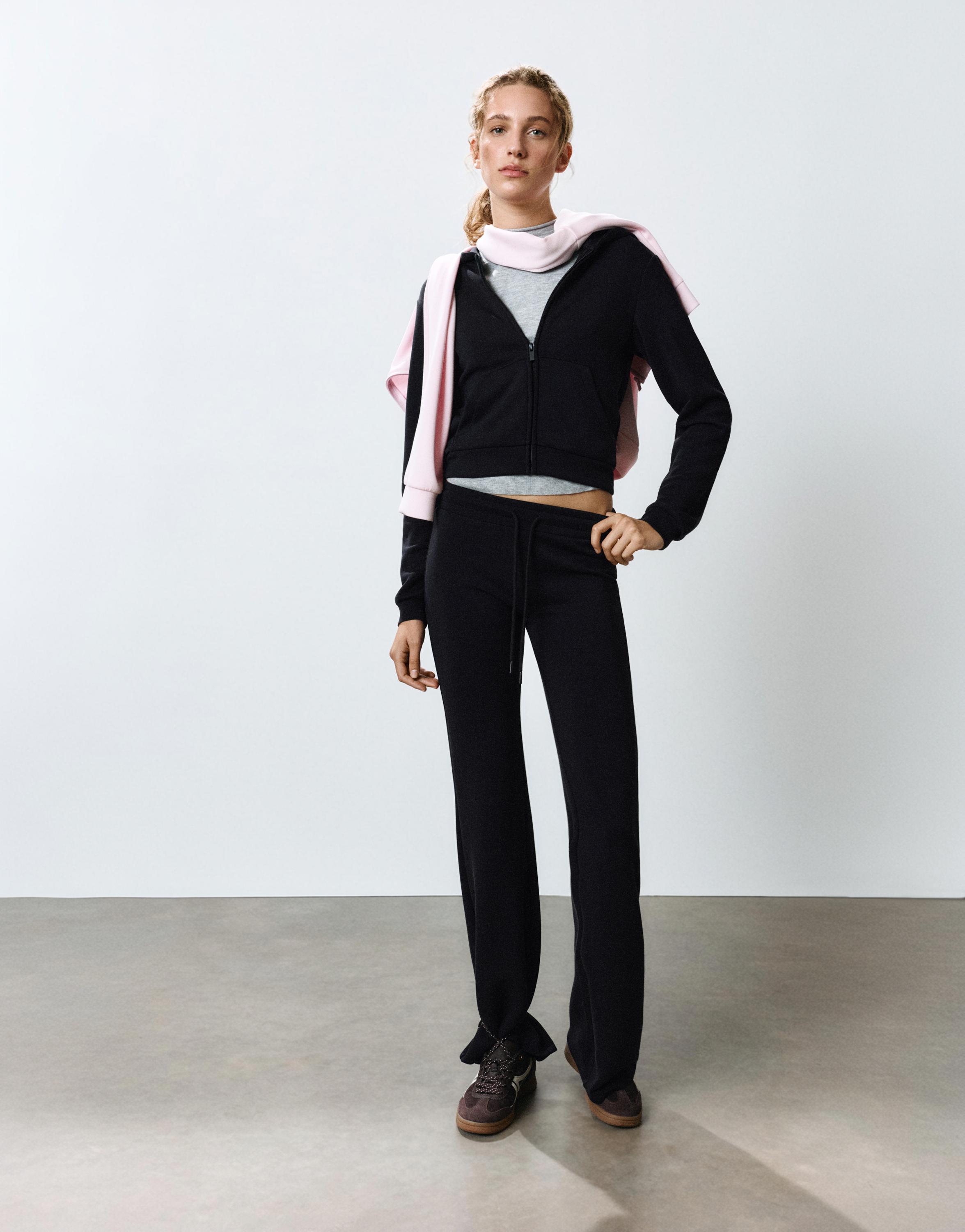Modal flared trousers — Black