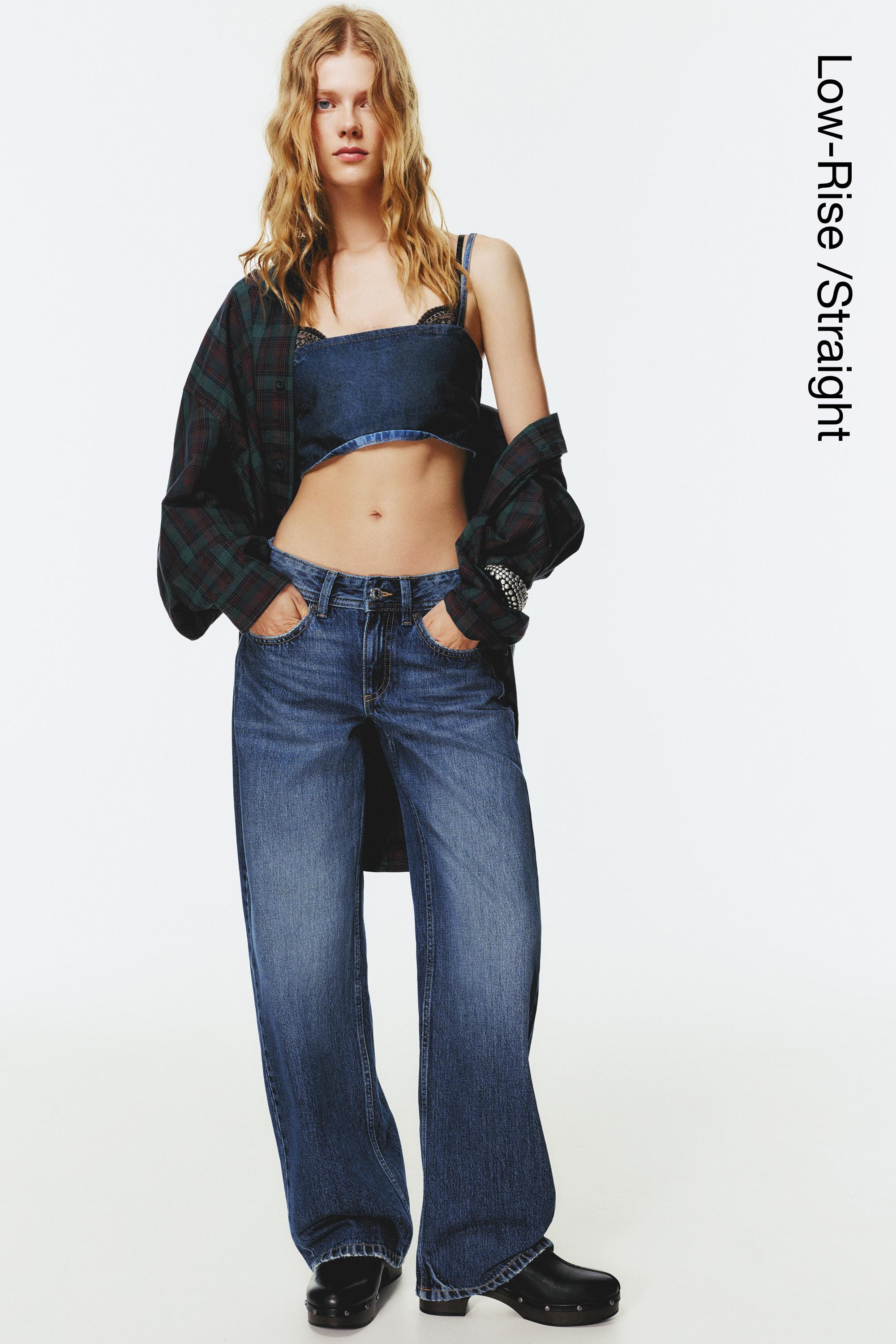 Low-rise straight-leg jeans — Dark blue