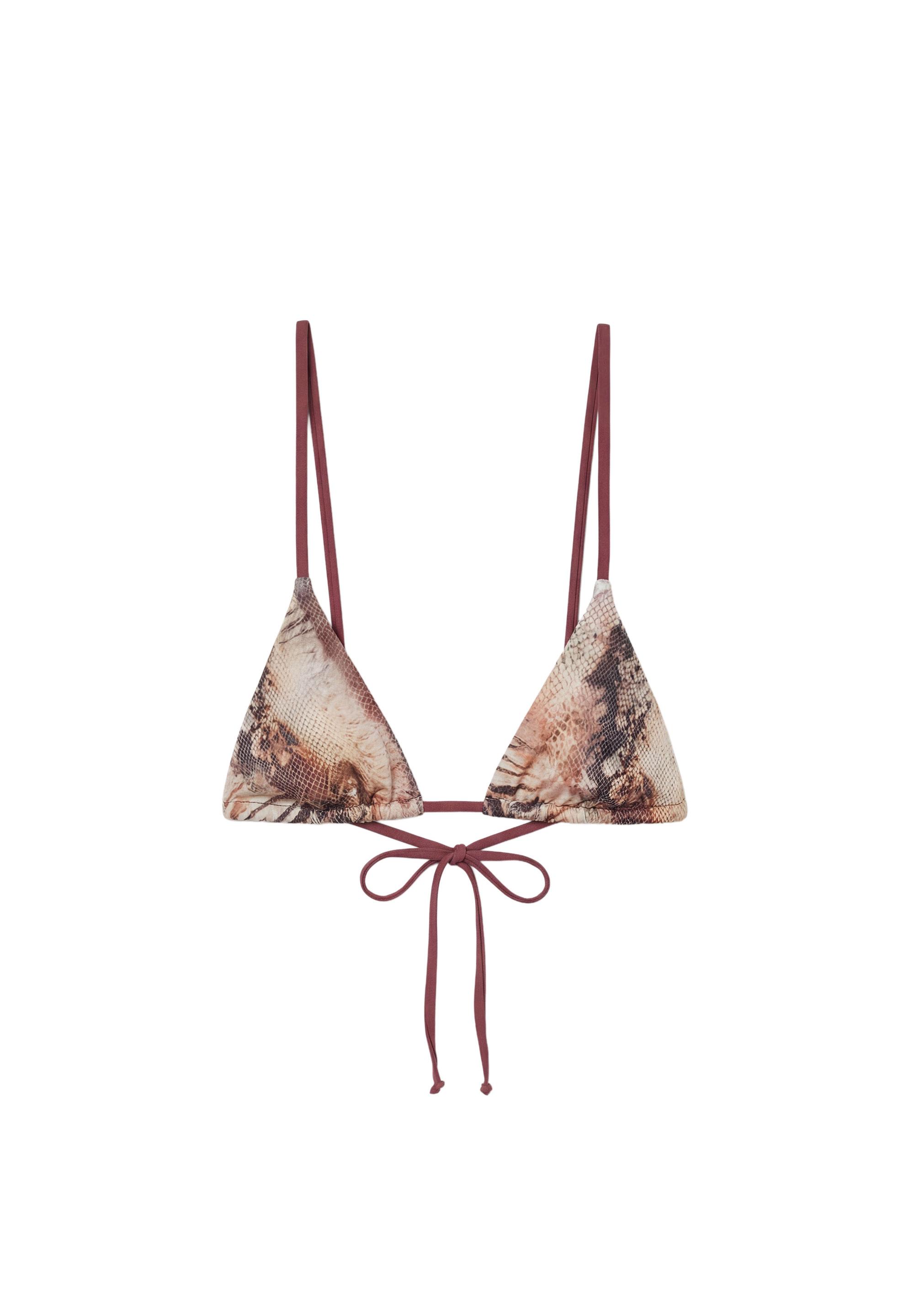 Animal print bikini top — Brown