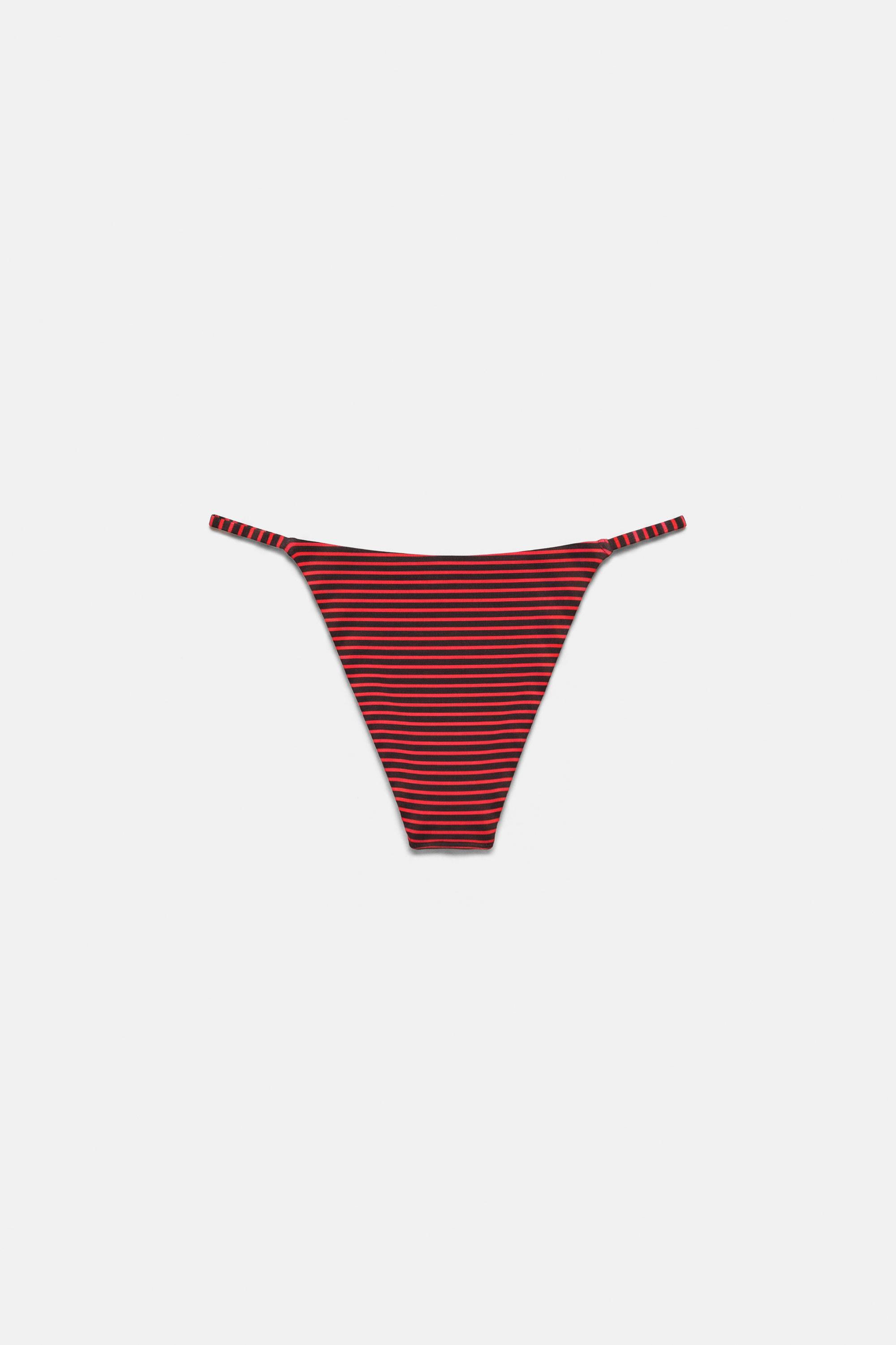 Striped bikini bottoms — Red