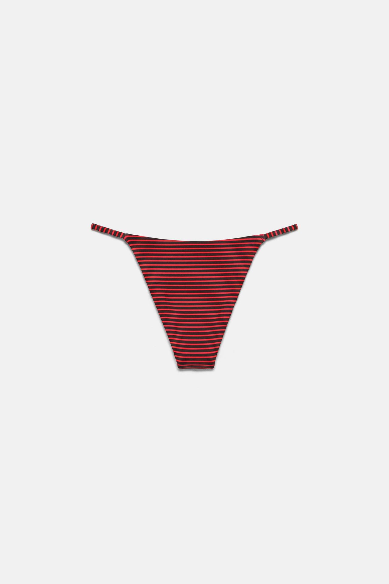 Striped bikini bottoms — Red