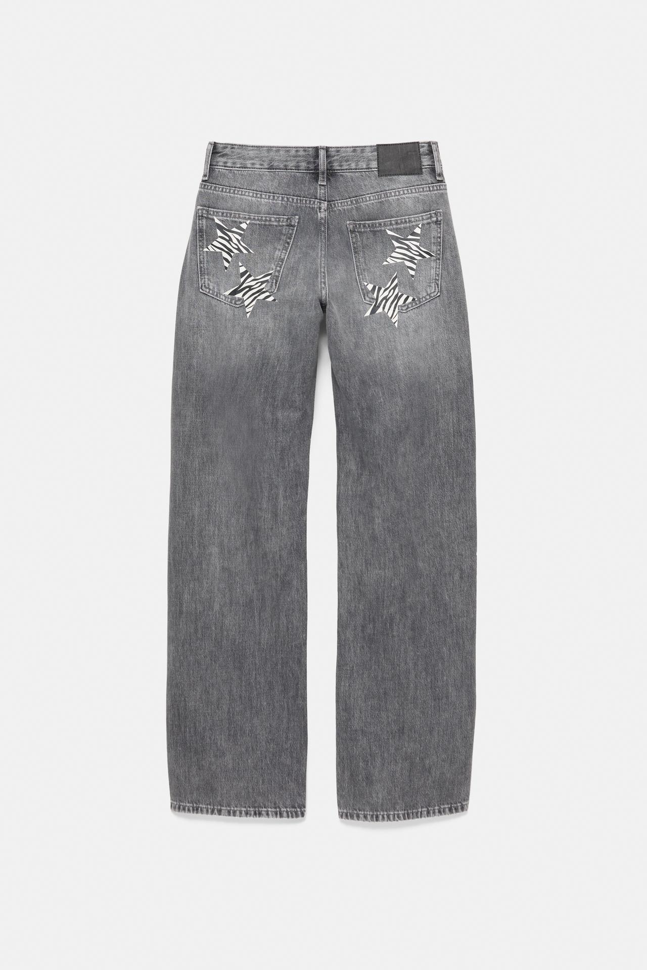 Low-rise star straight-leg jeans — Grey