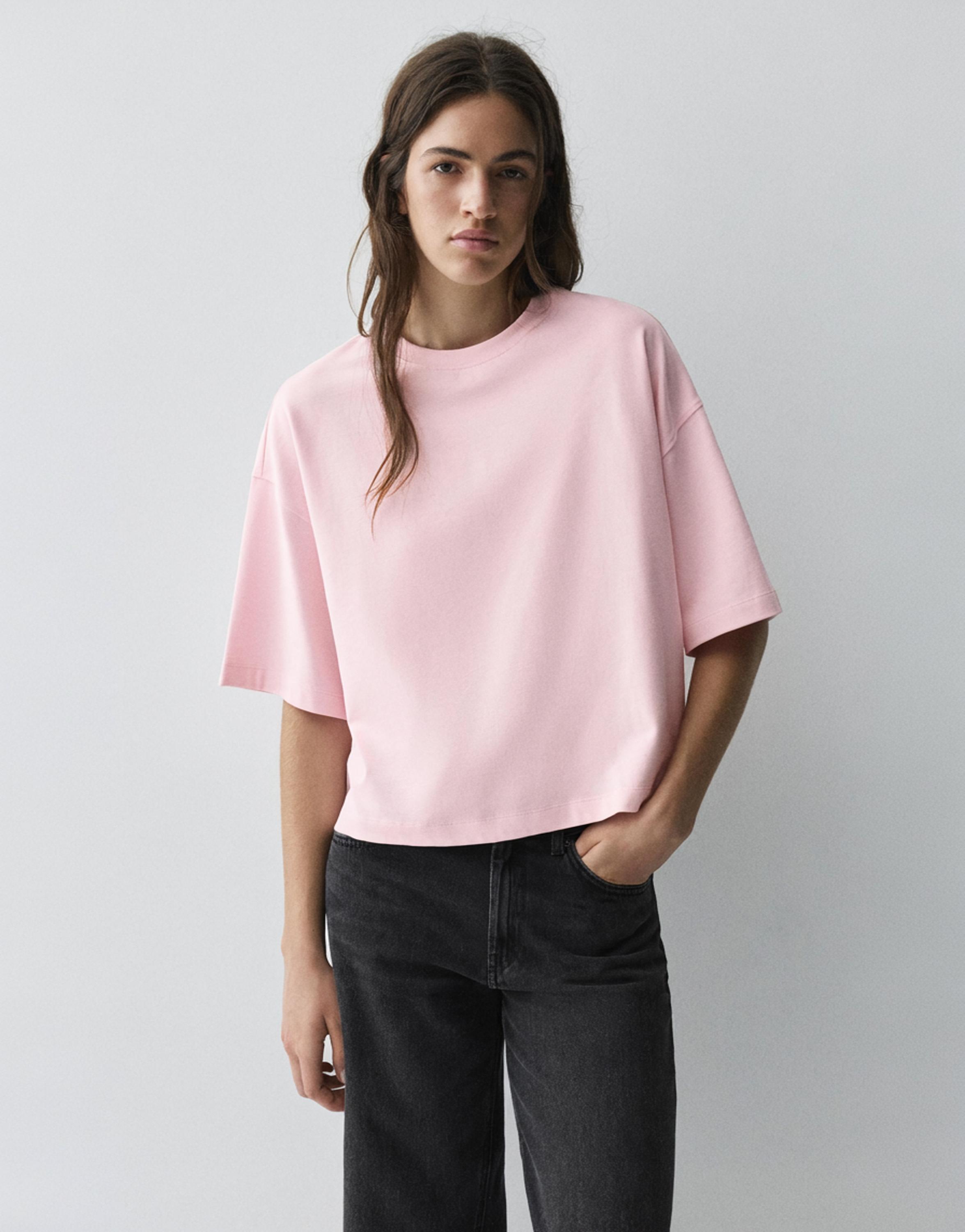 Boxy fit short sleeve T-shirt — Pale pink