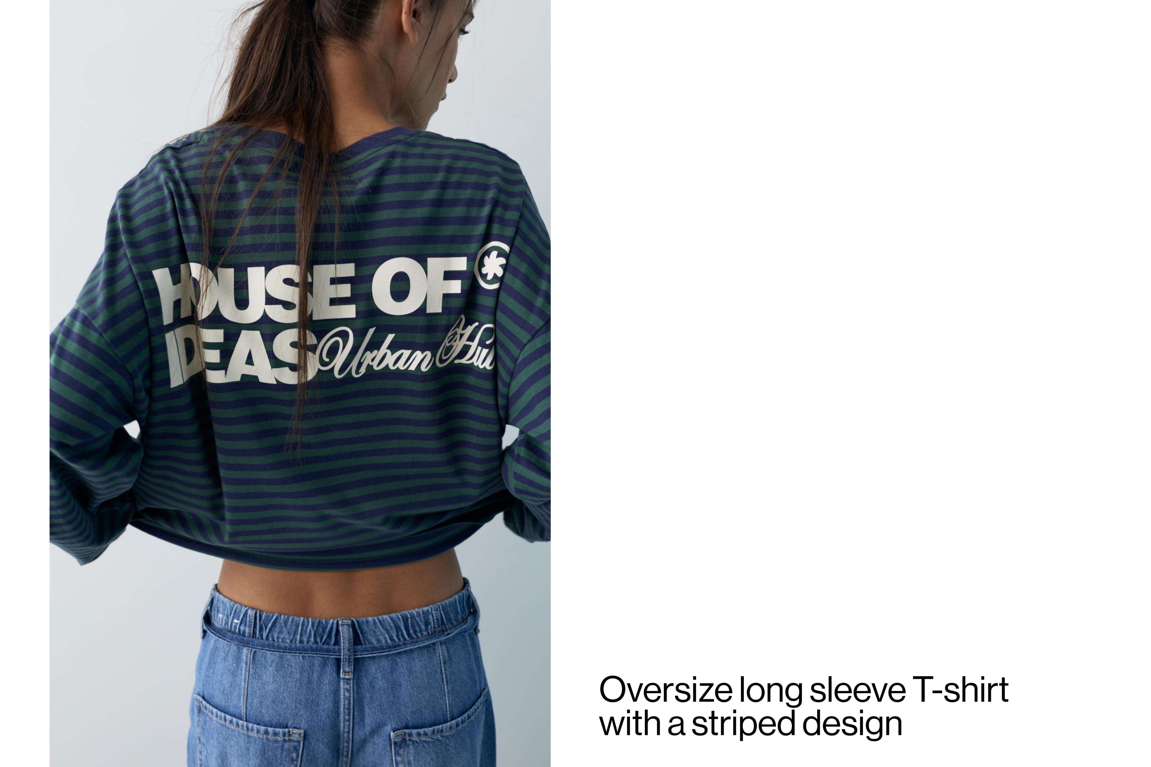 Yazılı çizgili uzun kollu t-shirt - Görsel 39