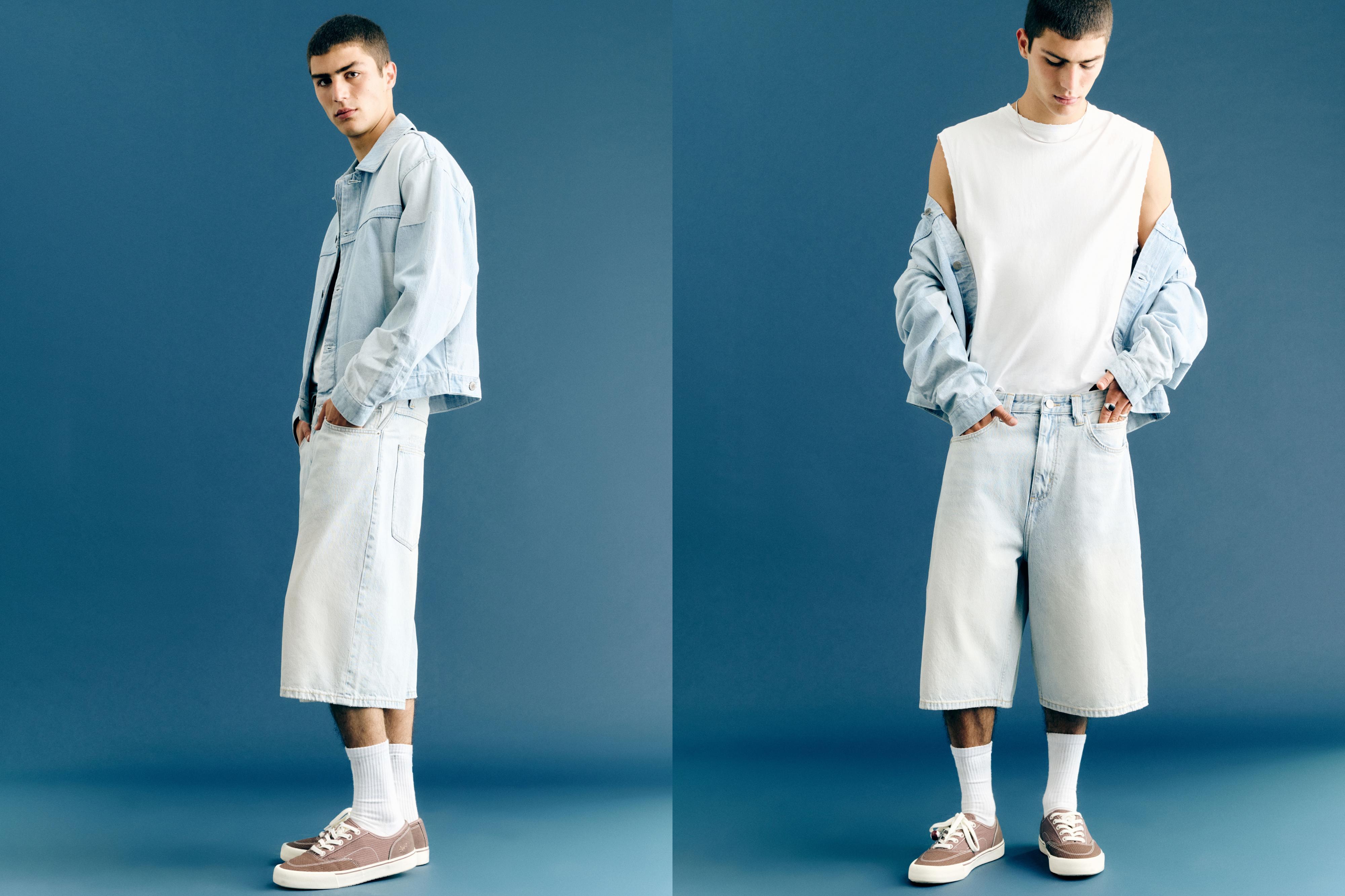 Skater denim Bermuda shorts — Pale blue