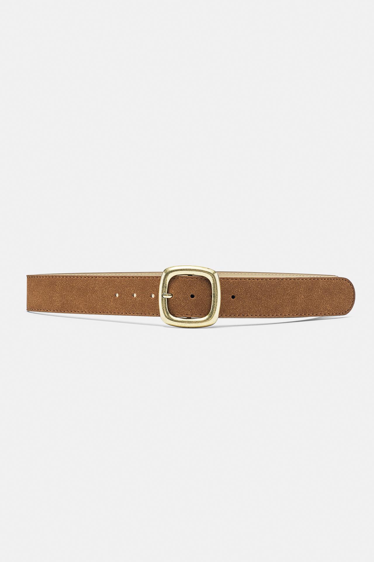 Square buckle belt — Brown