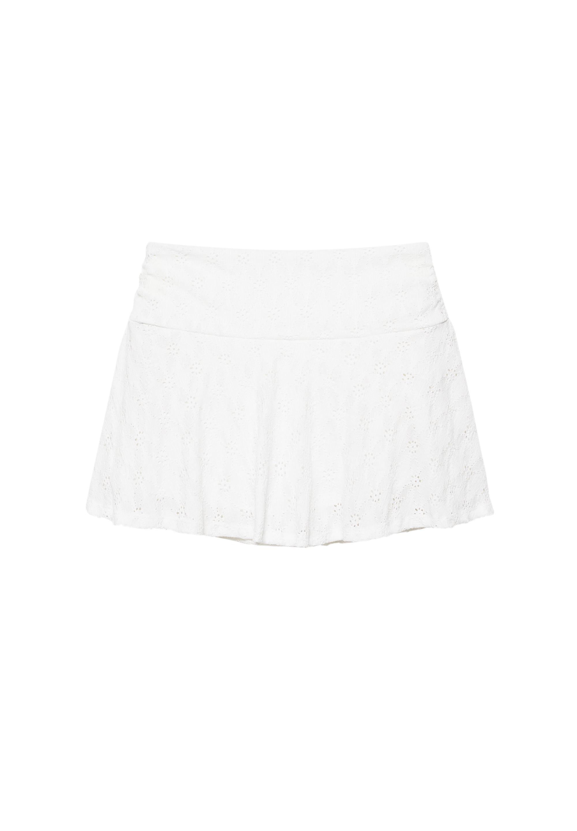 Swiss embroidery mini skirt — White