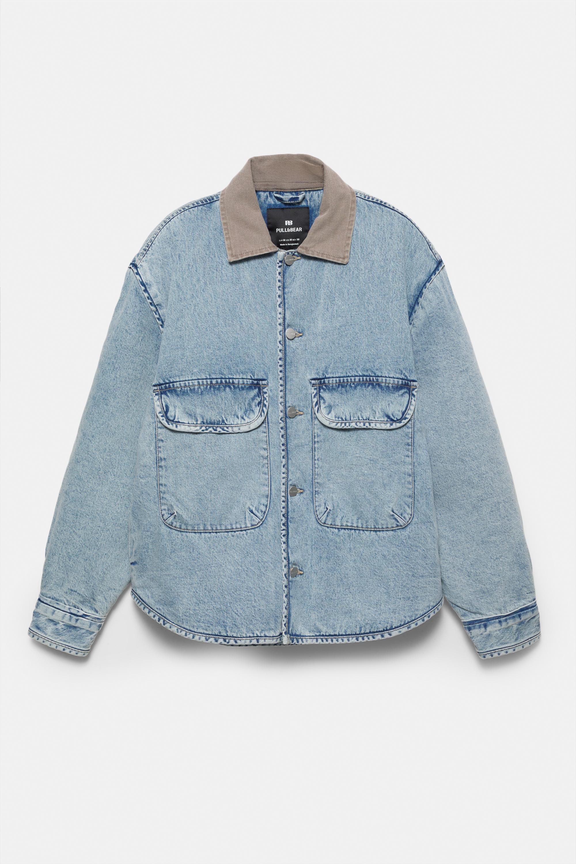 Kontrast yakalı denim ceket - Görsel 3