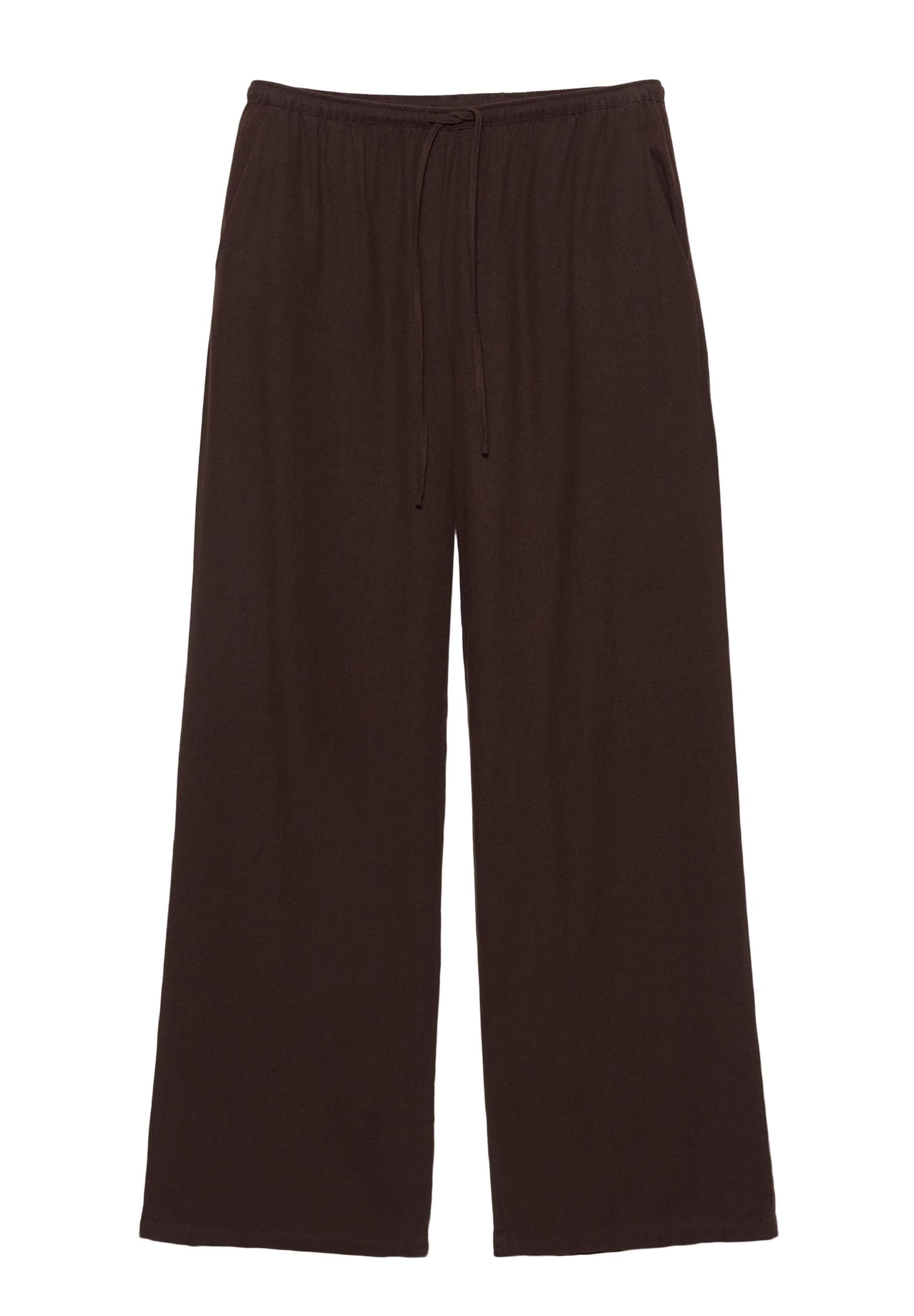 Flowy trousers with linen — Brown