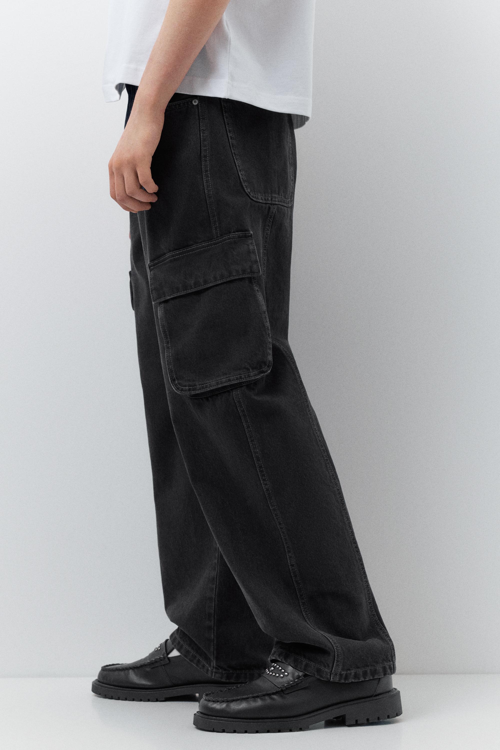 Baggy cargo jeans — Faded black