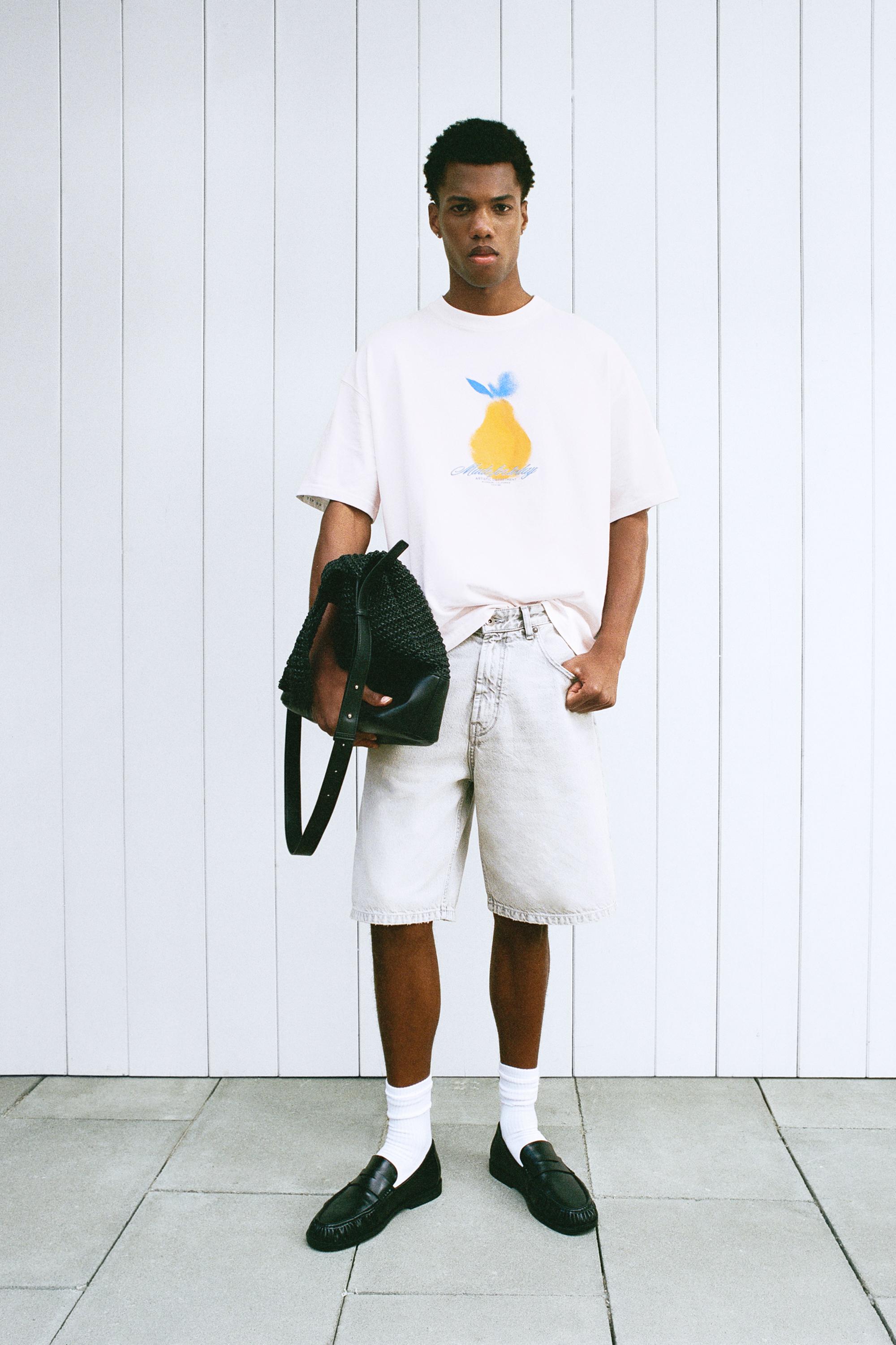 Lemon and embroidered slogan T-shirt — White