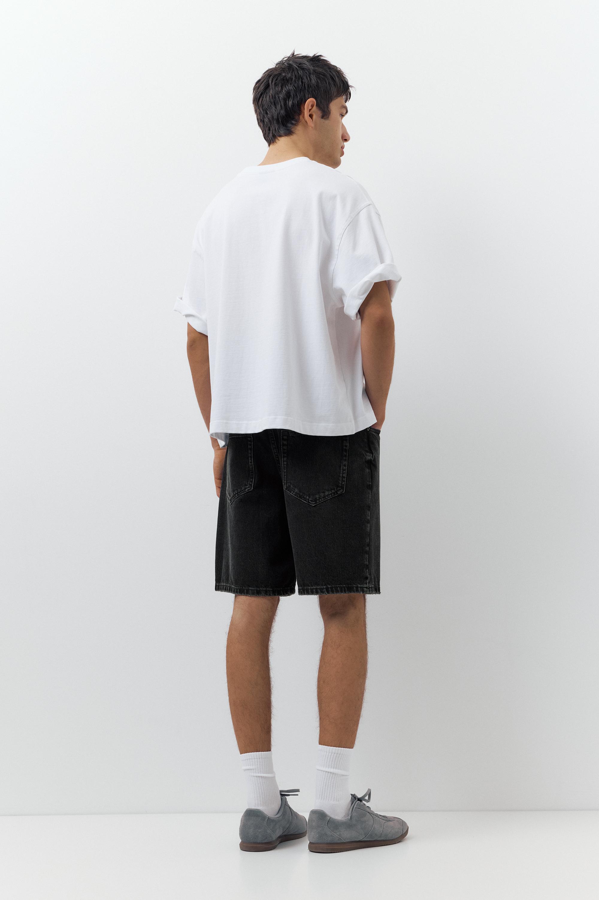 Standart kesim distressed denim bermuda - Görsel 40