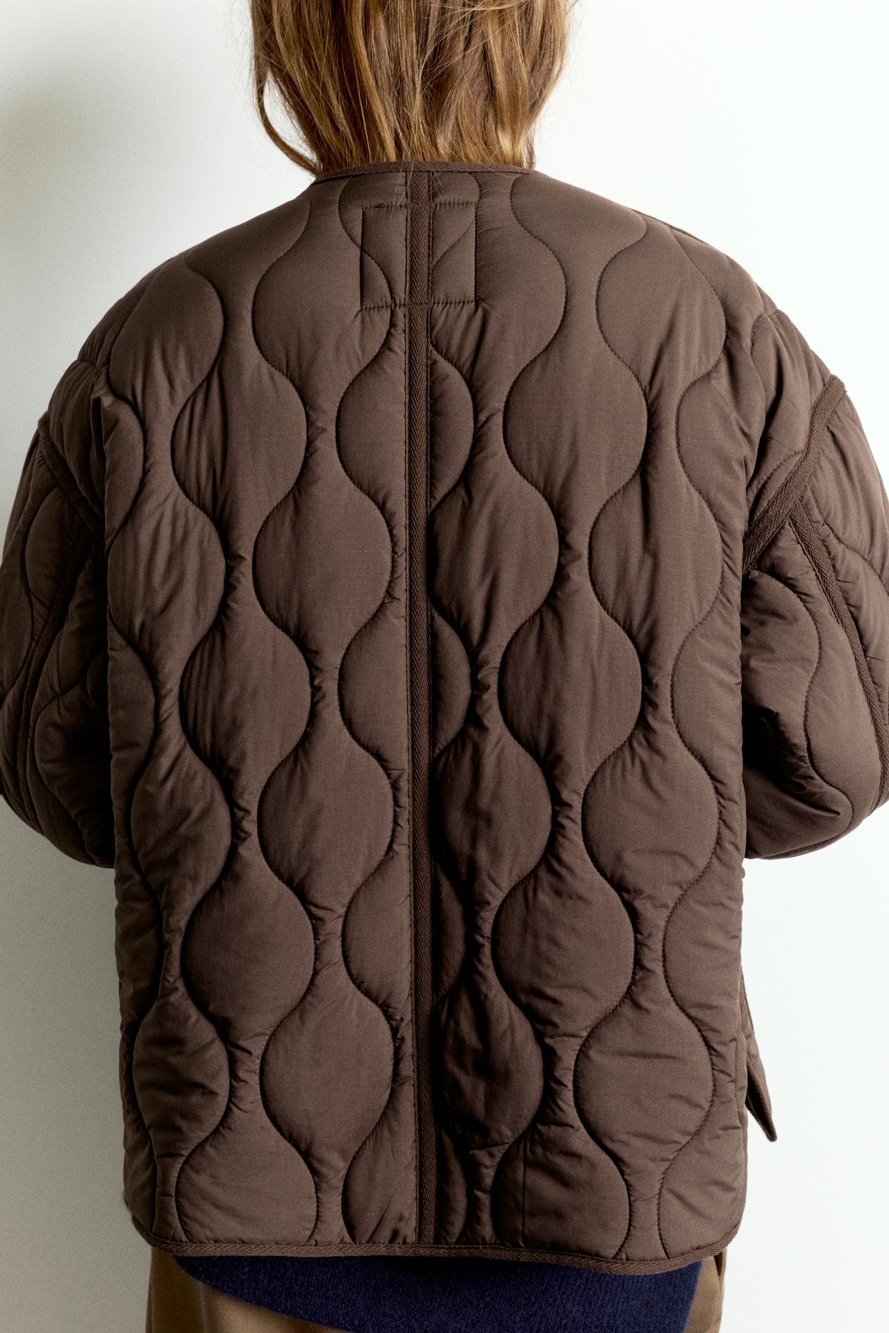 Puffer jacket with pockets — Brown