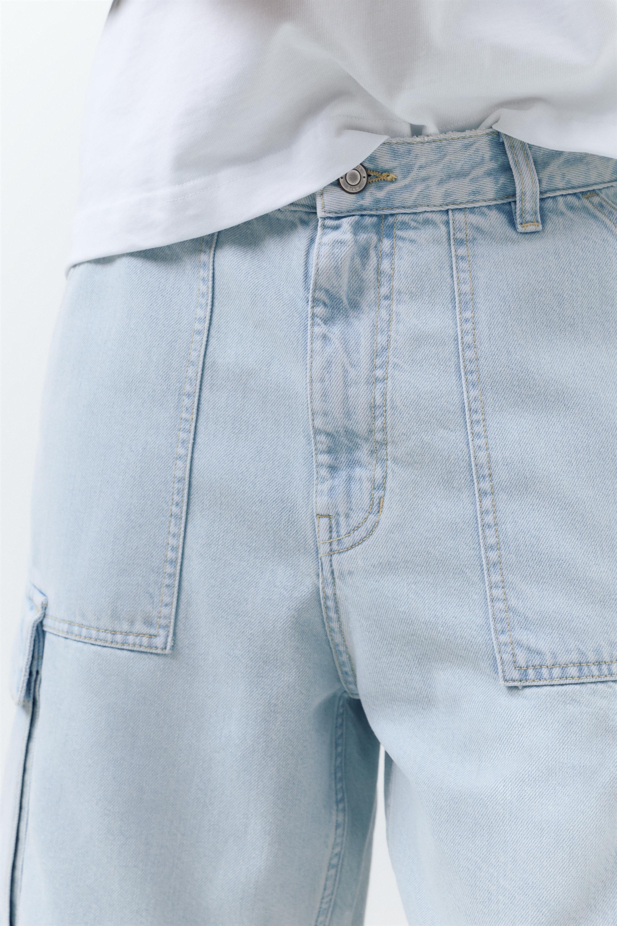 Baggy cargo Bermuda shorts — Pale indigo