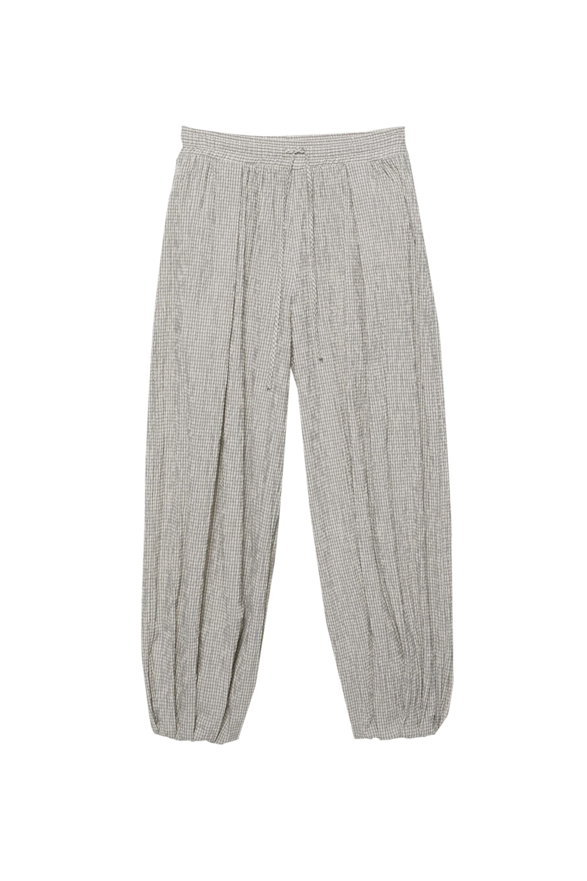 Kareli şalvar pantolon - Görsel 4