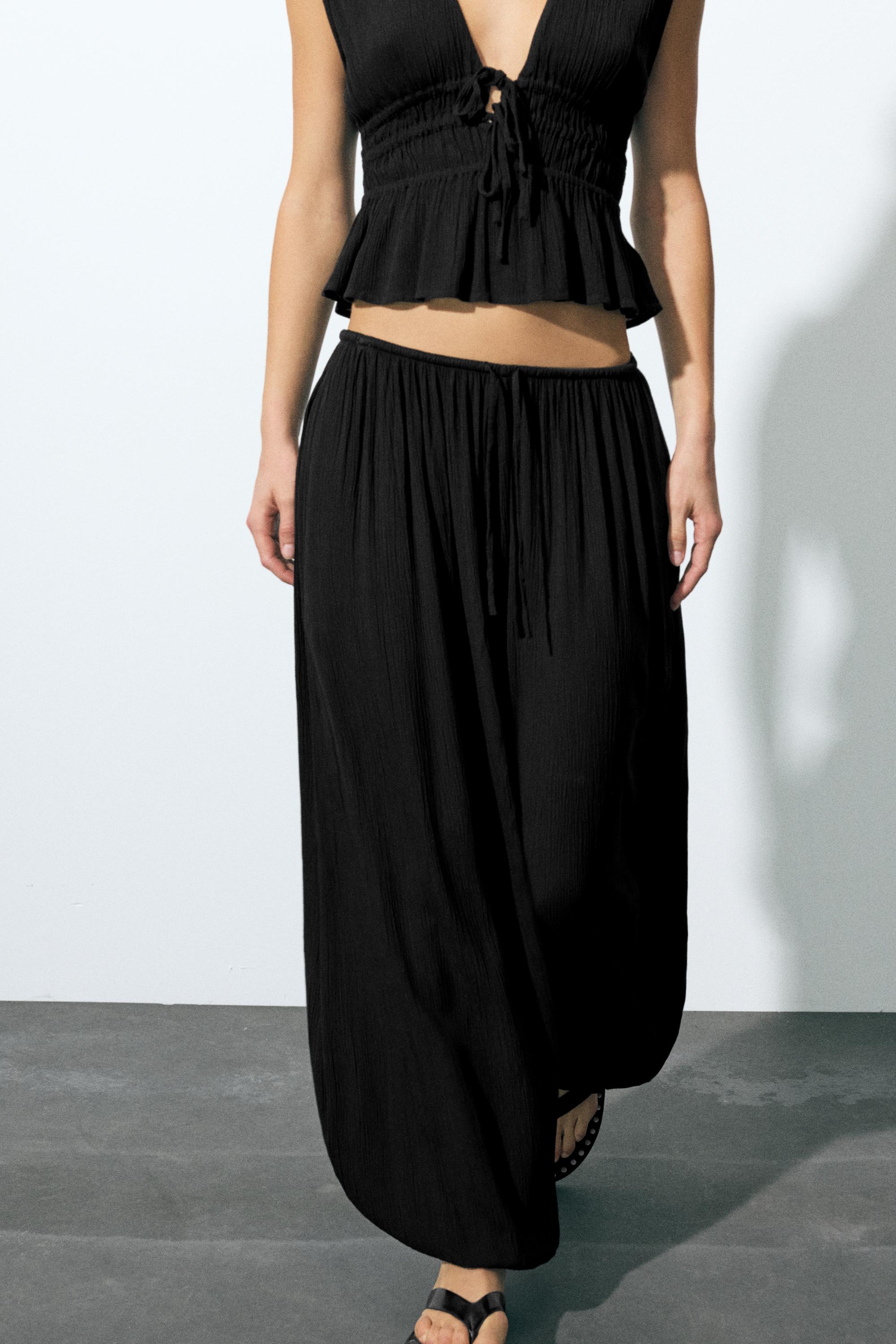 Crepe top with ties — Black