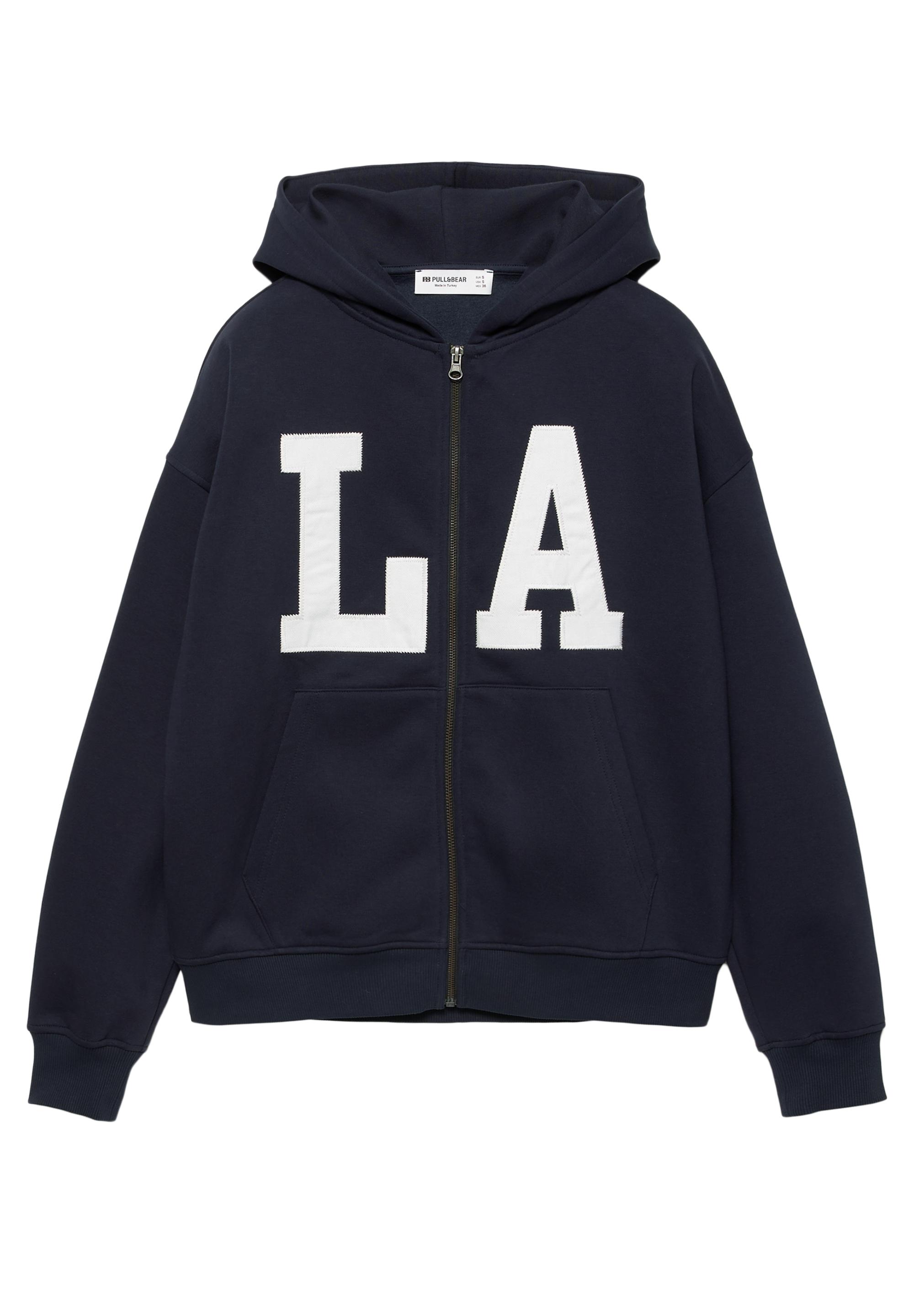 Grafik fermuarlı kapüşonlu sweatshirt