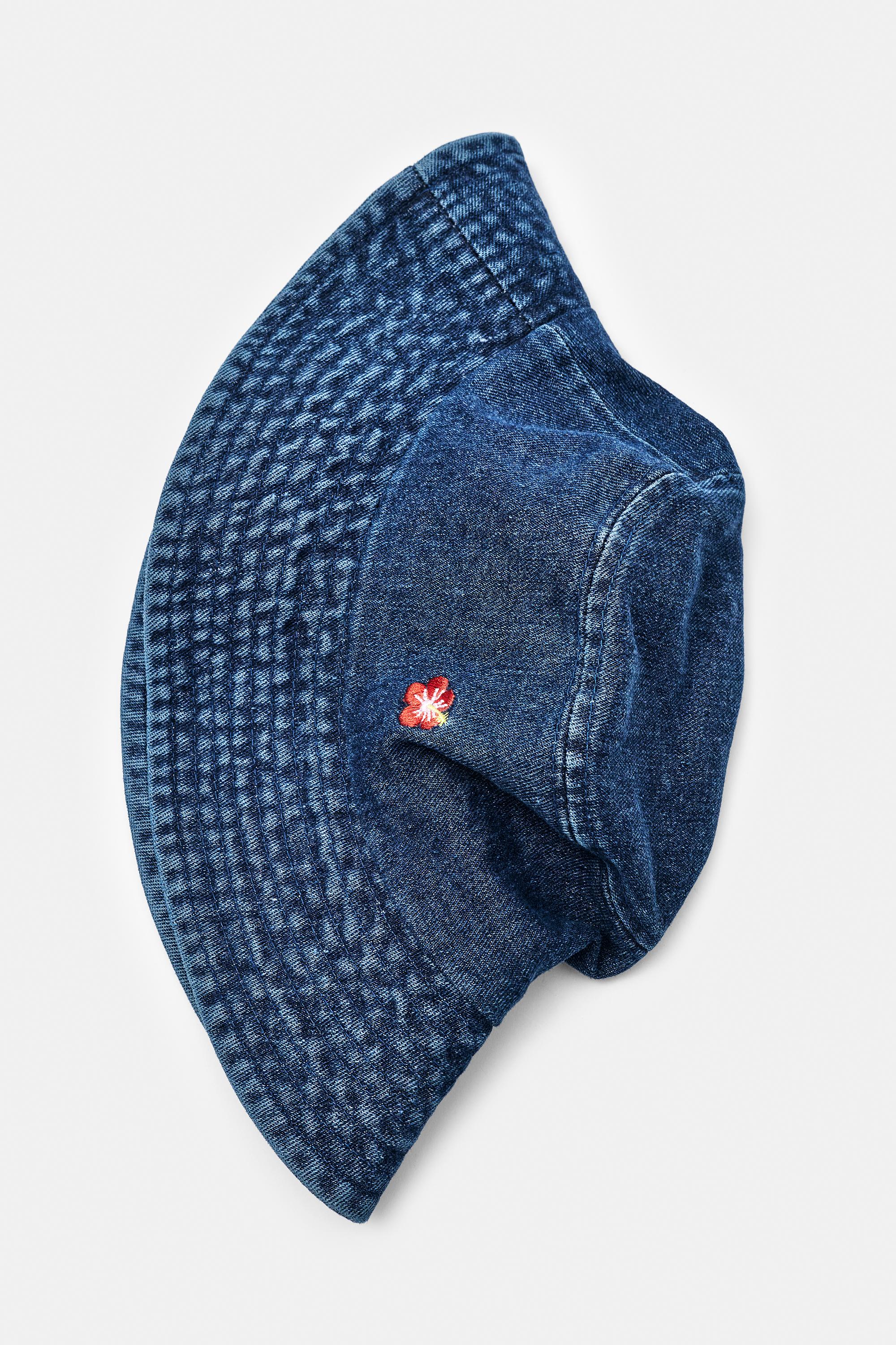 İşlemeli denim bucket şapka - Görsel 5