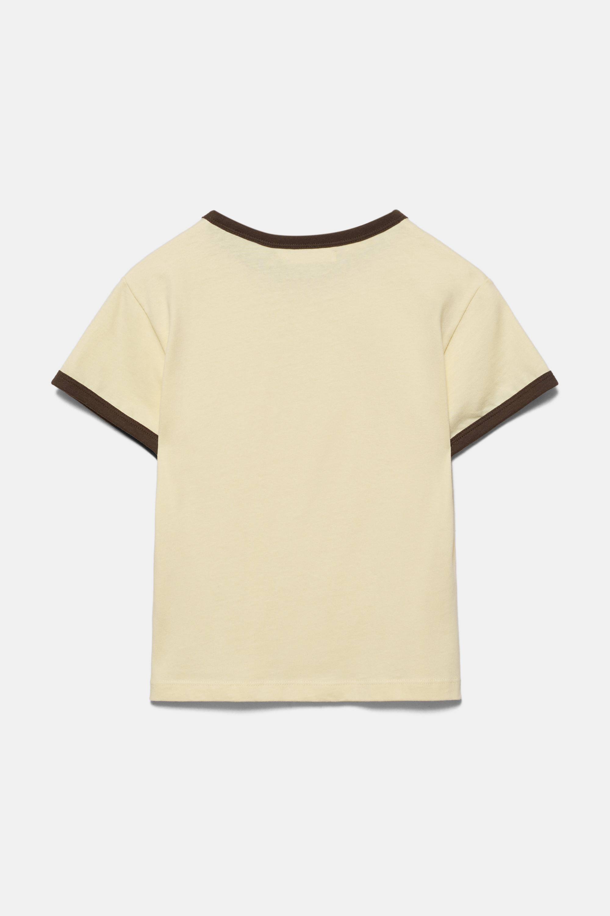 Short sleeve ribbed T-shirt — Yellow