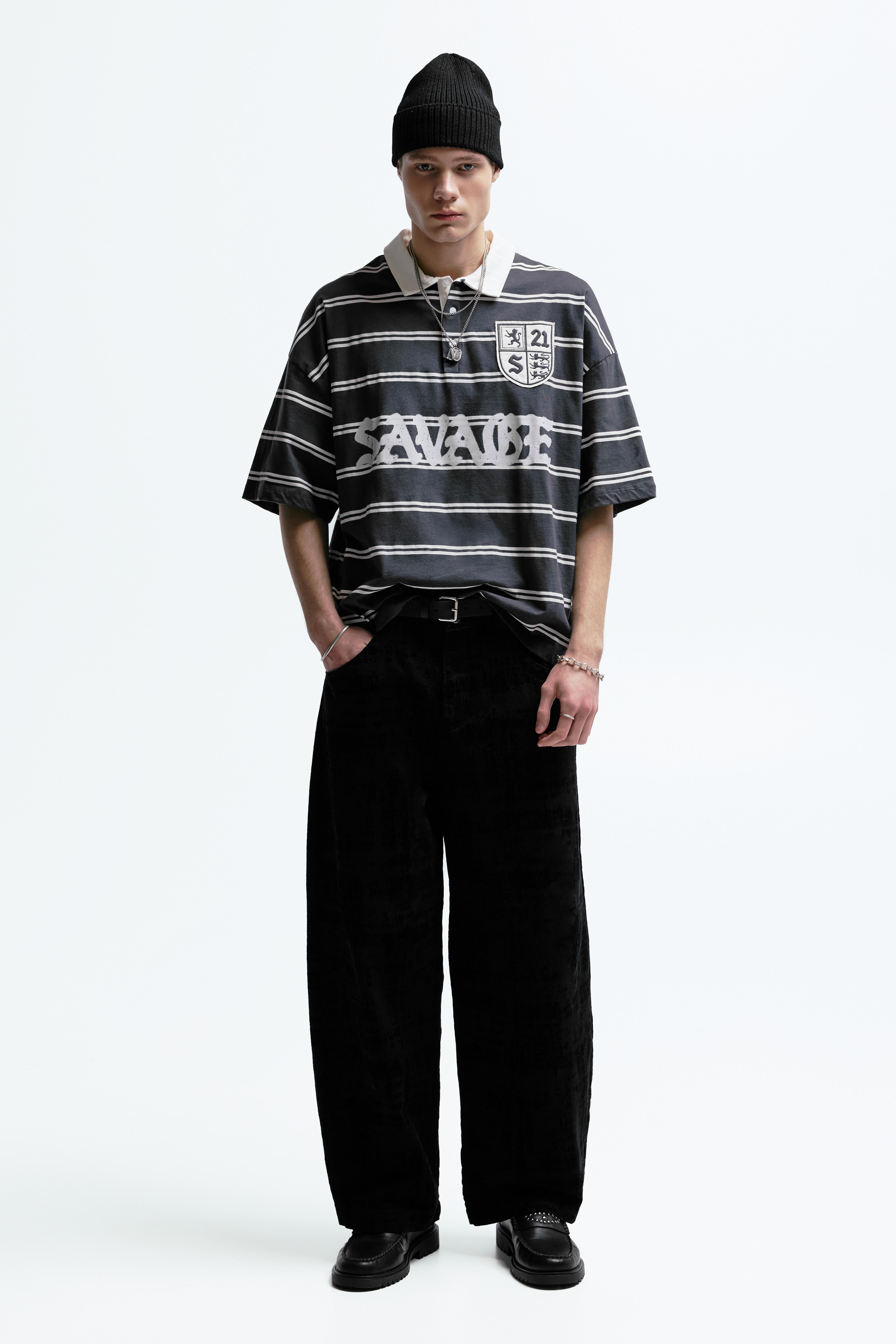 21 Savage striped polo shirt - Pull&Bear United States