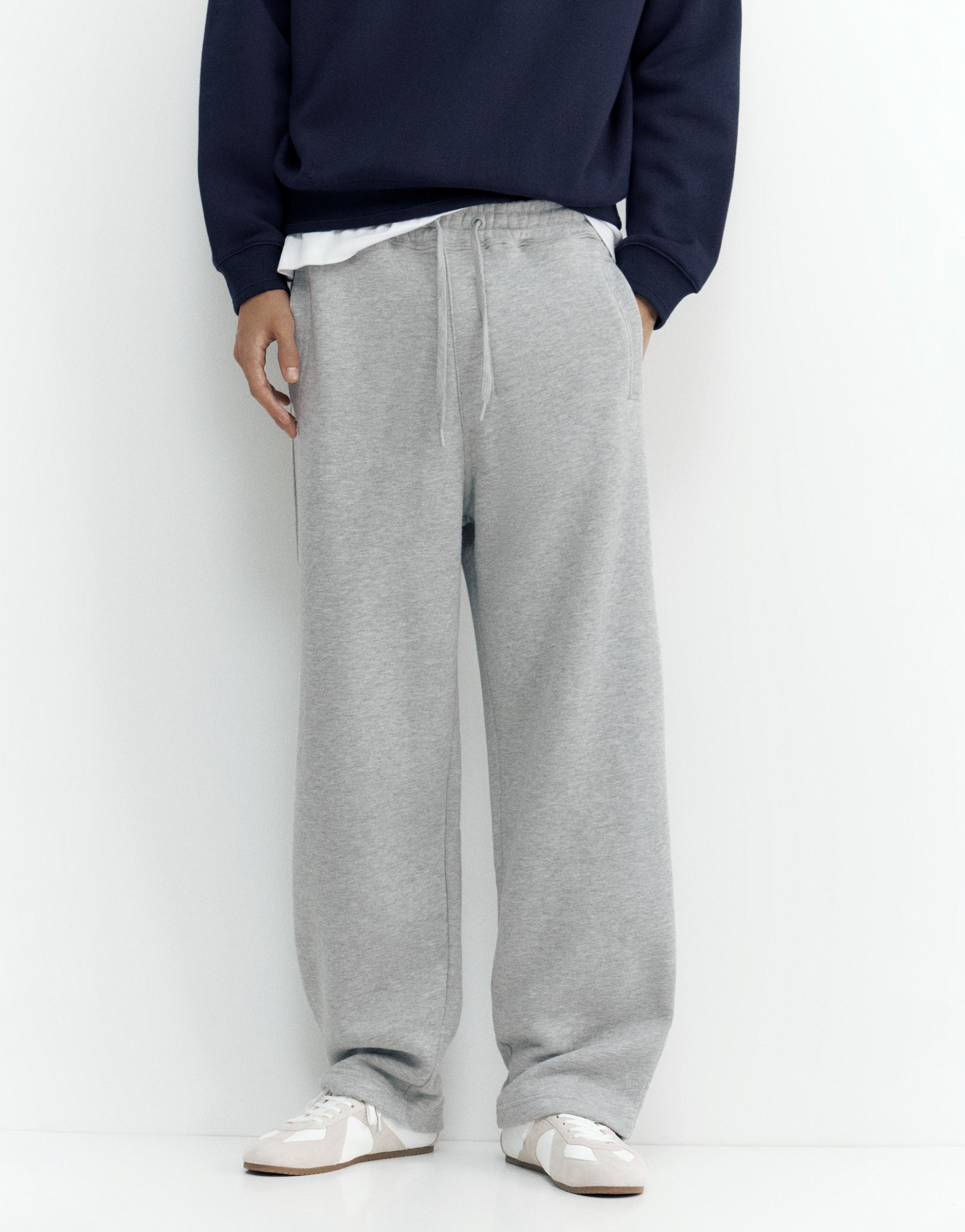 Basic baggy tracksuit bottoms — Grey marl