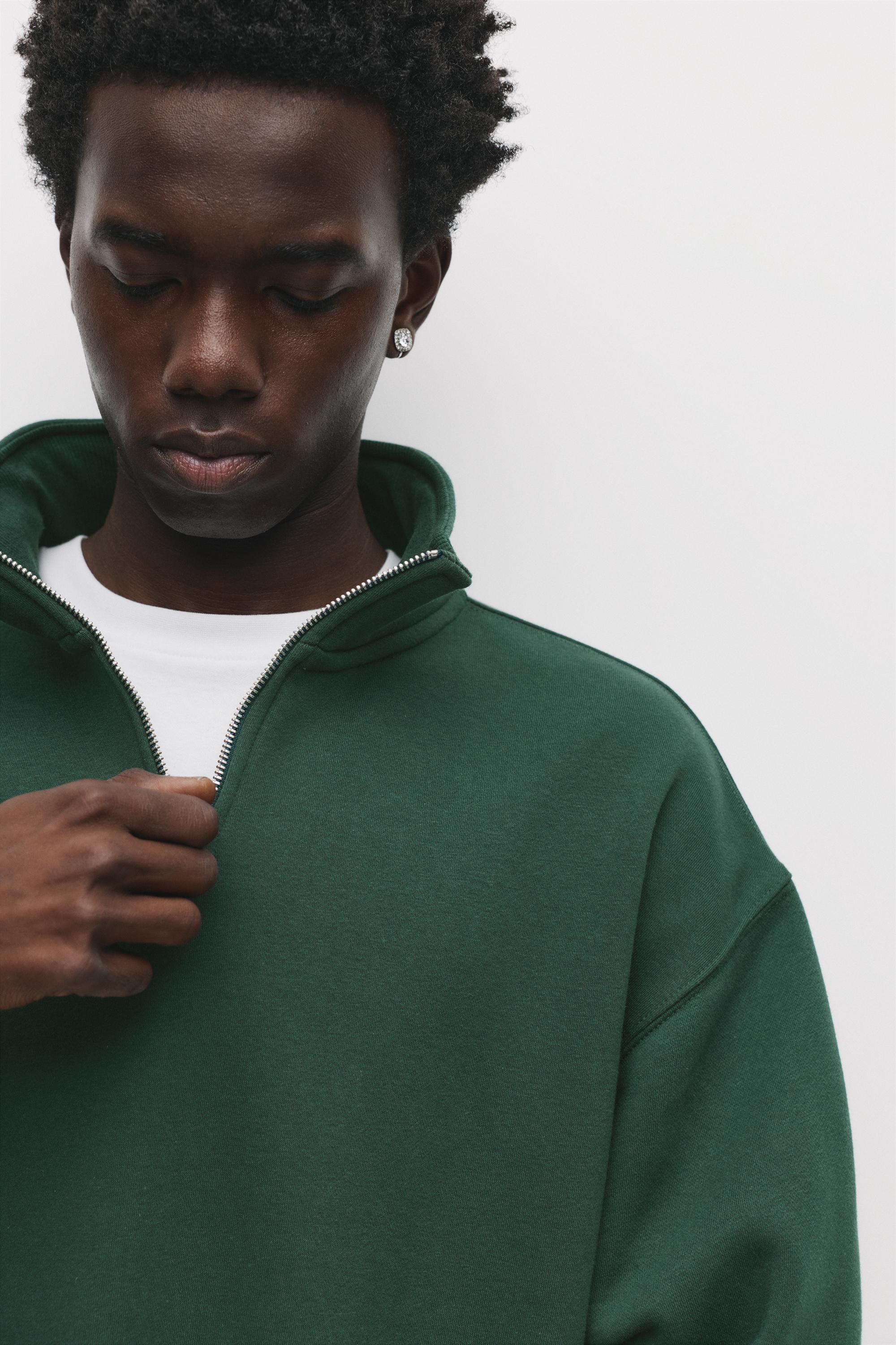 Basic quarter-zip sweatshirt — Bottle