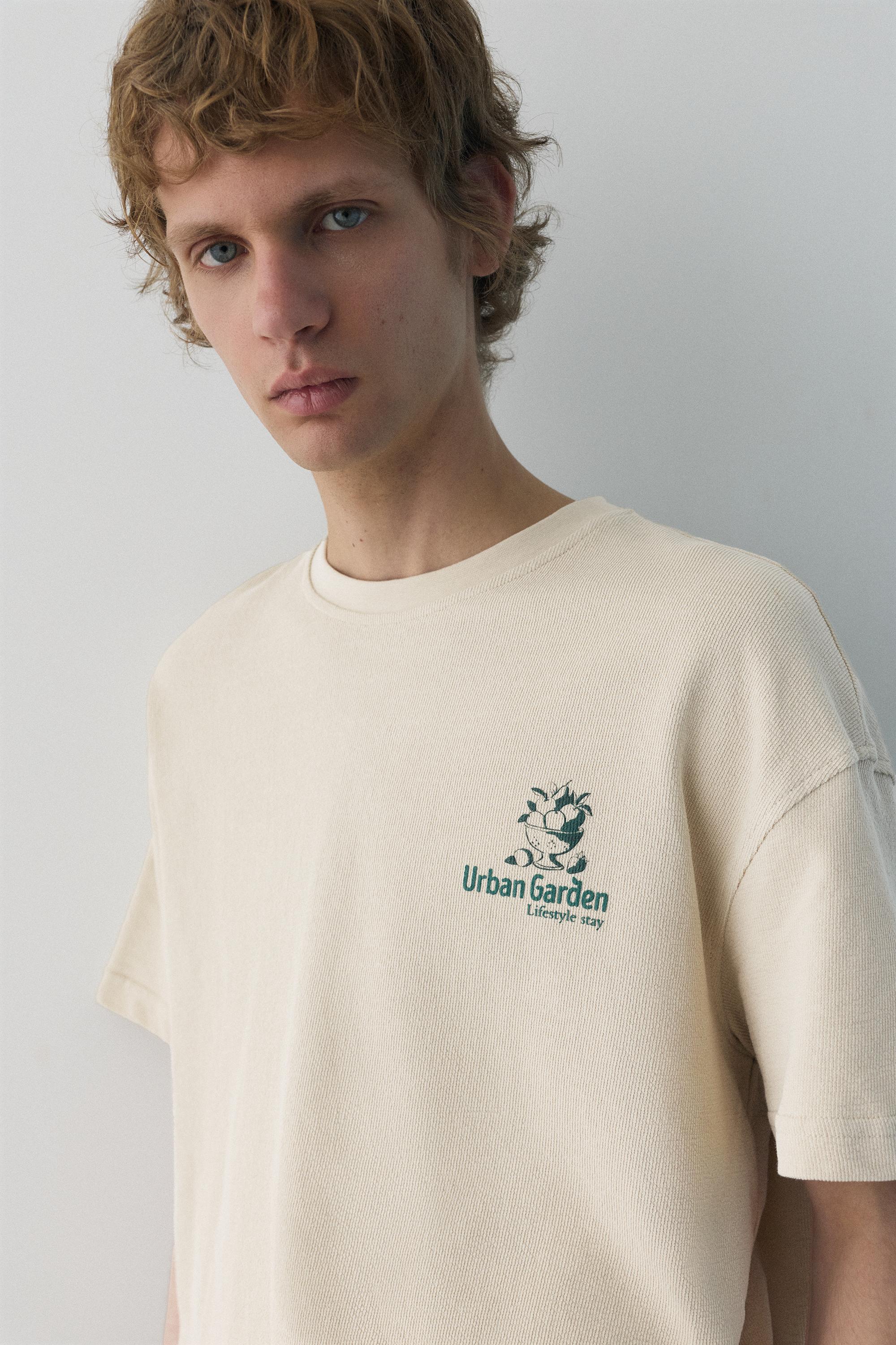 Grafik baskılı dokulu t-shirt - Görsel 15