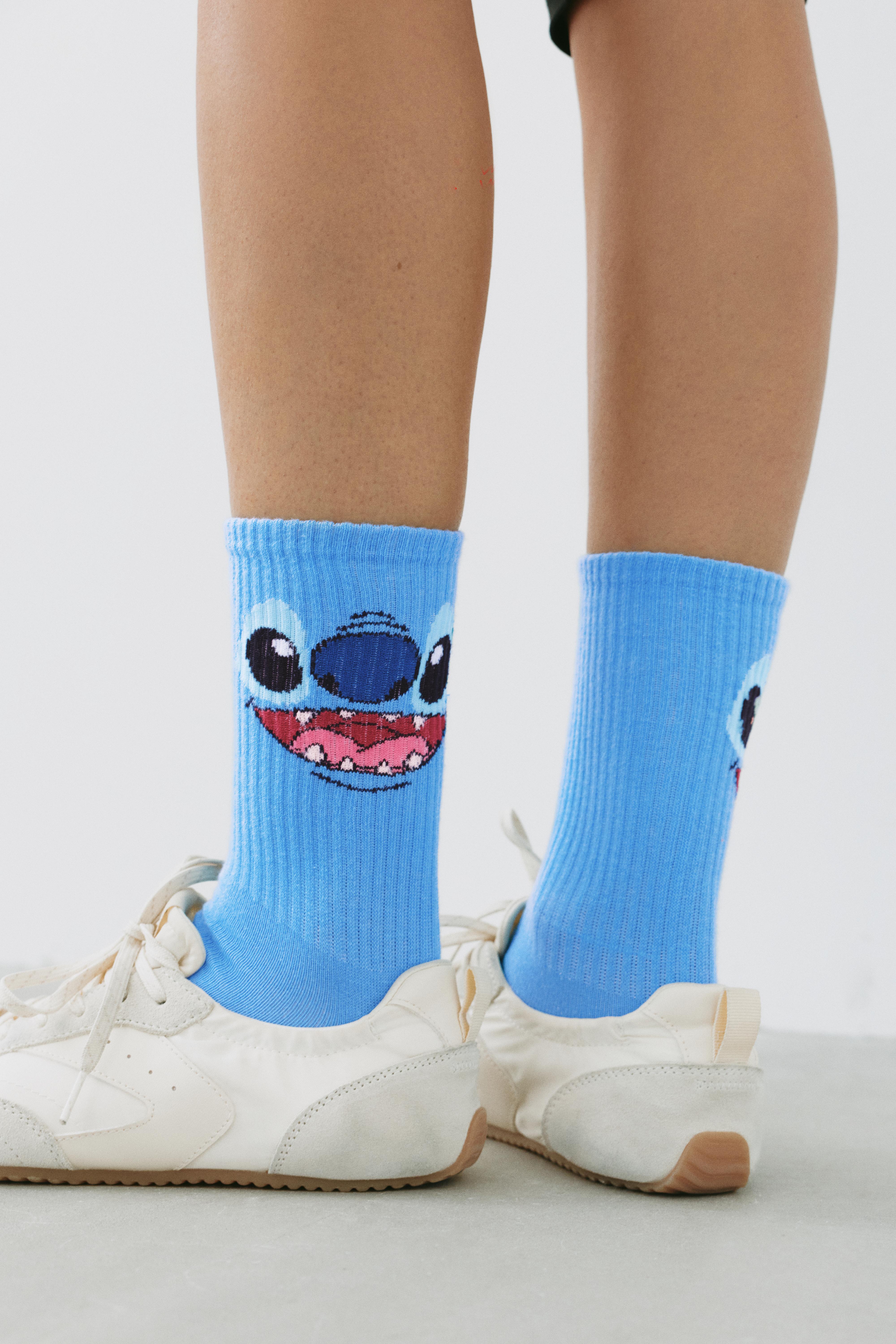 Stitch graphic socks — Blue
