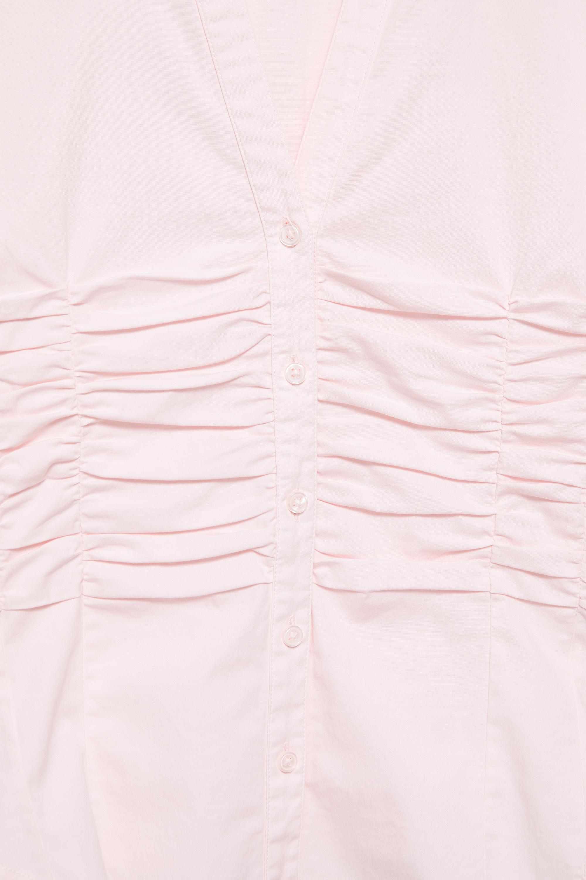 Fitted gathered poplin shirt — Pink