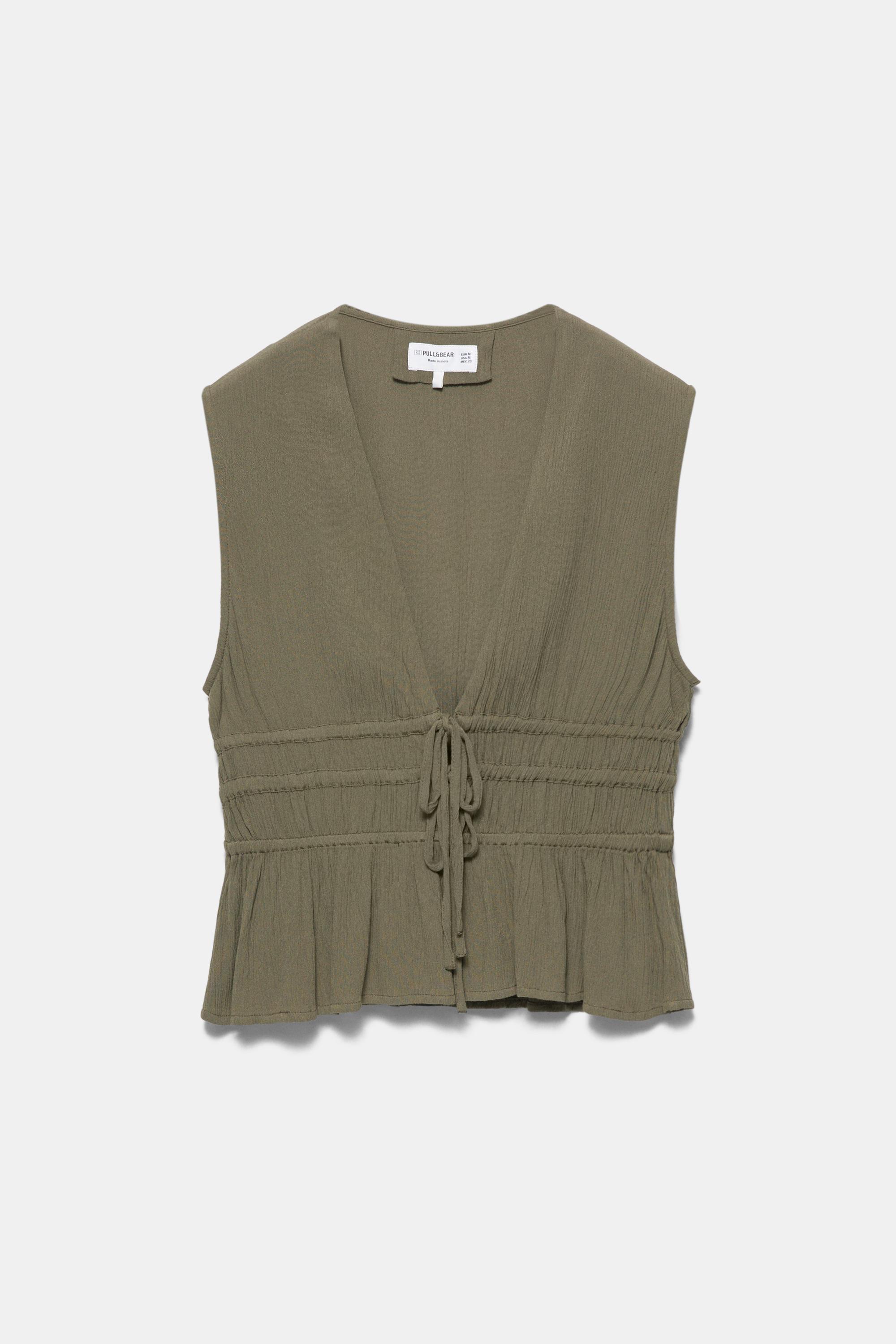 Crepe top with ties — Green