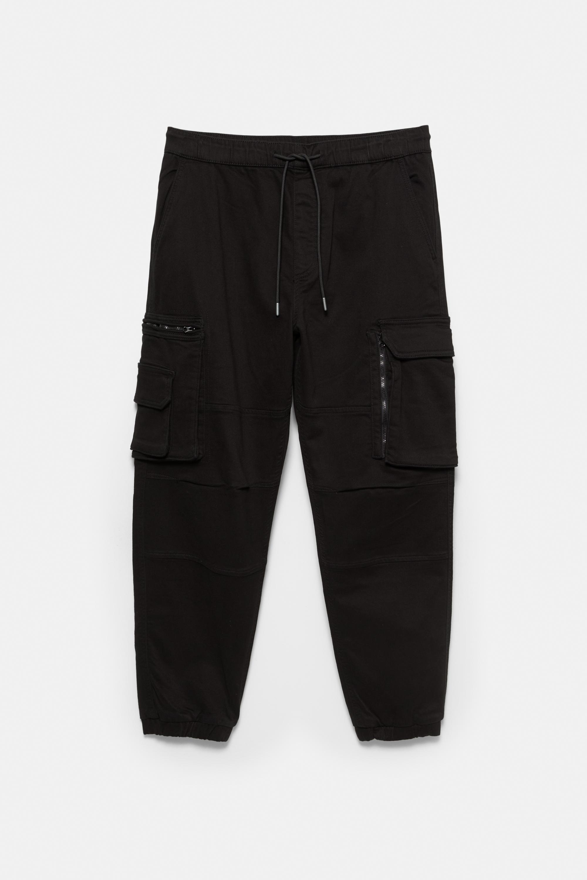 Multi-pocket comfort jogger trousers — Black