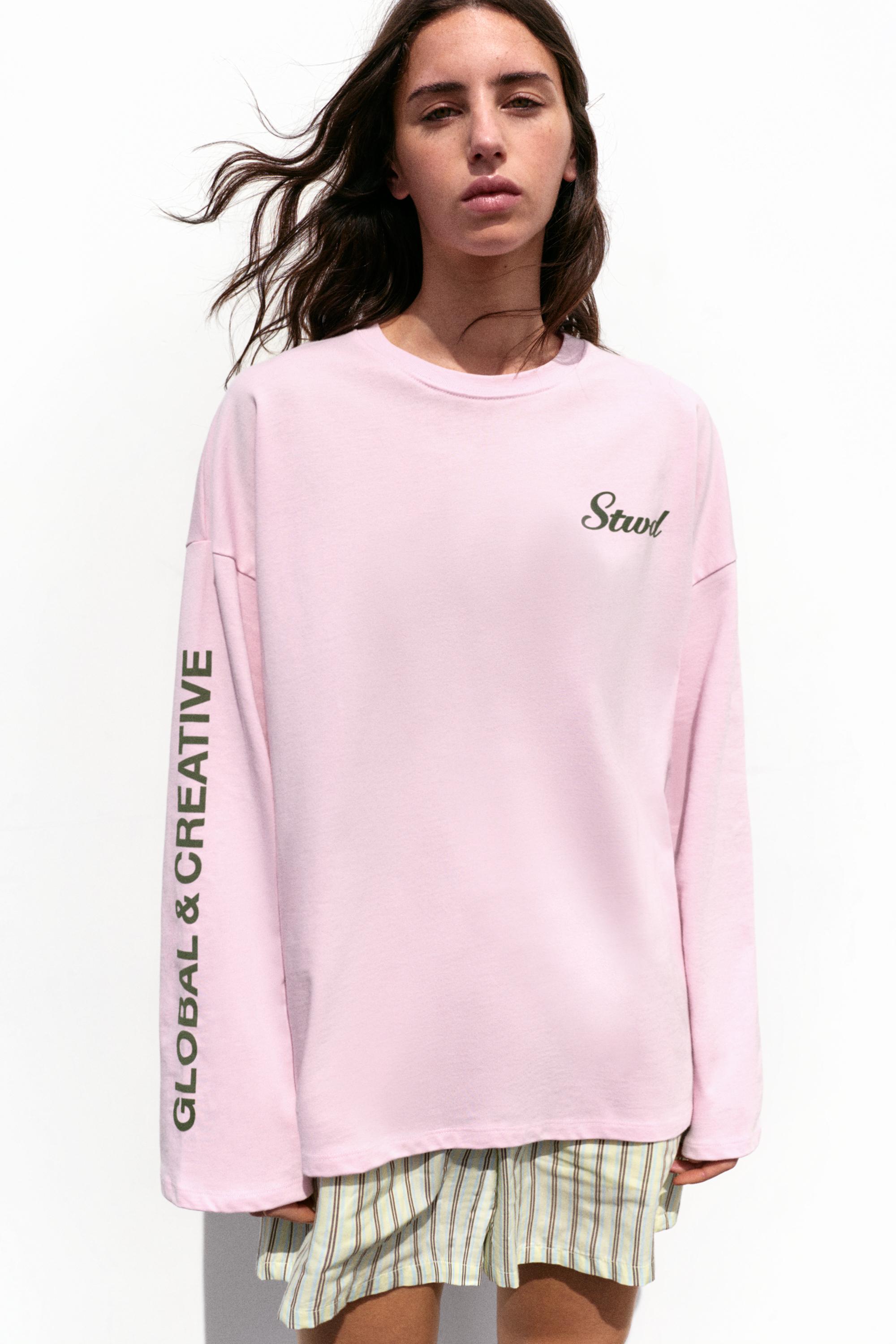 Long sleeve STWD T-shirt — Pink/White