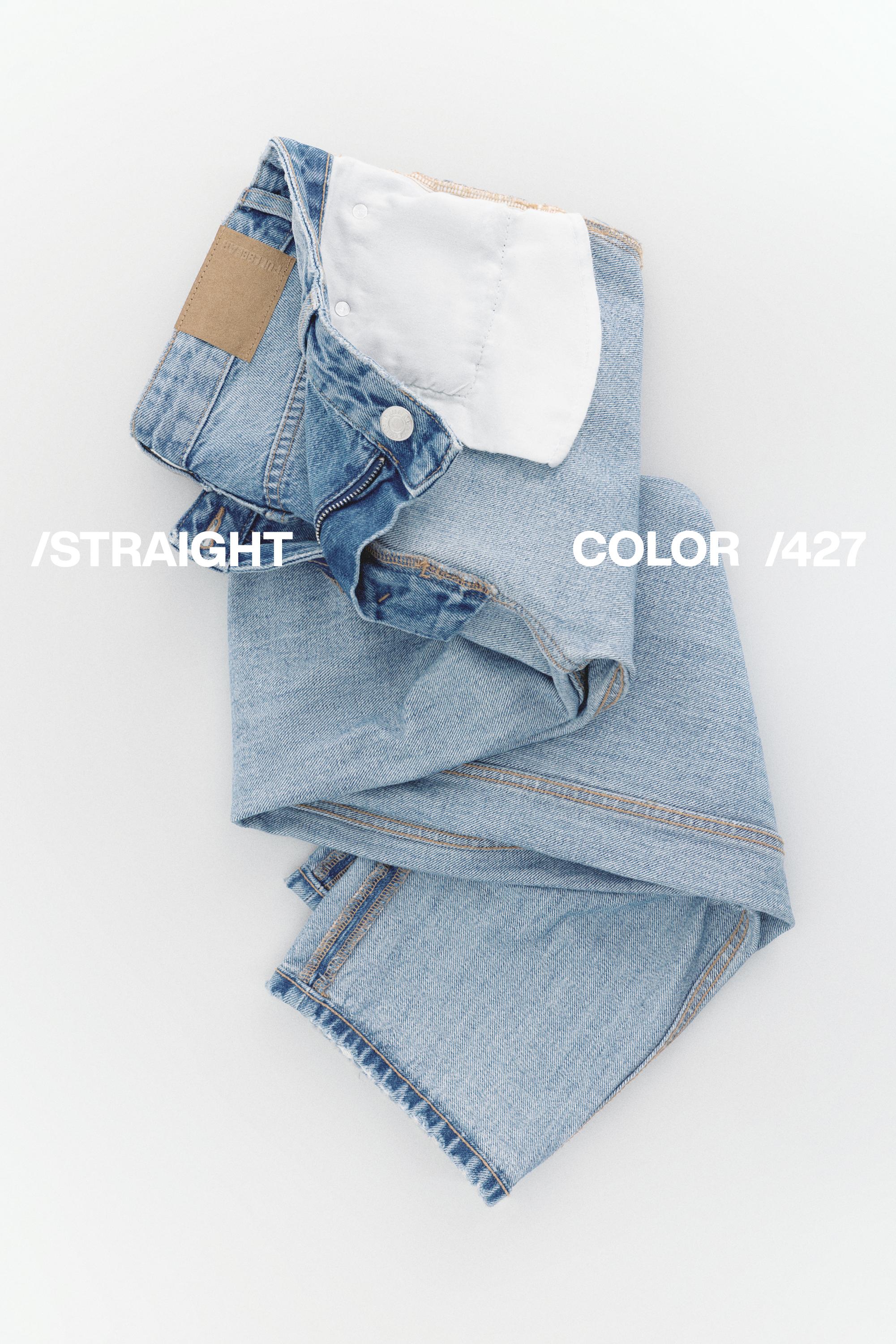 Mid-waist straight-leg jeans — Medium blue