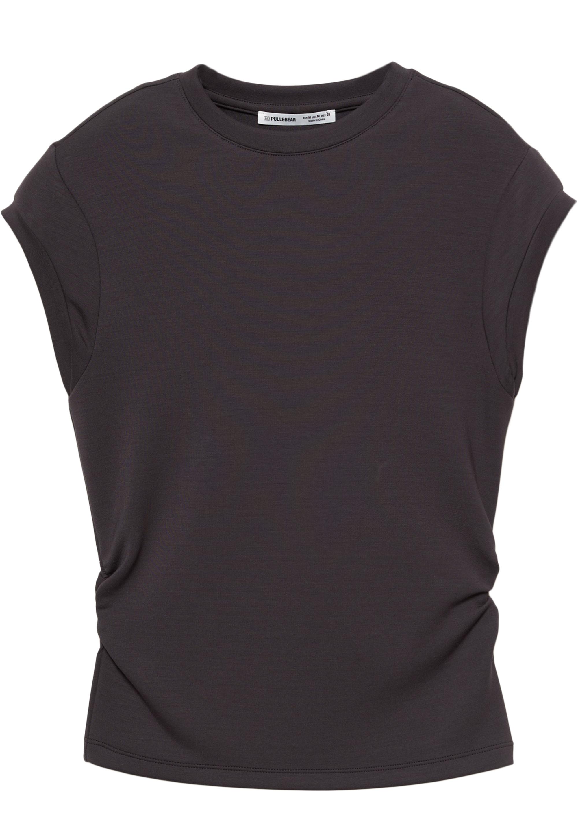 Gathered side T-shirt — Black