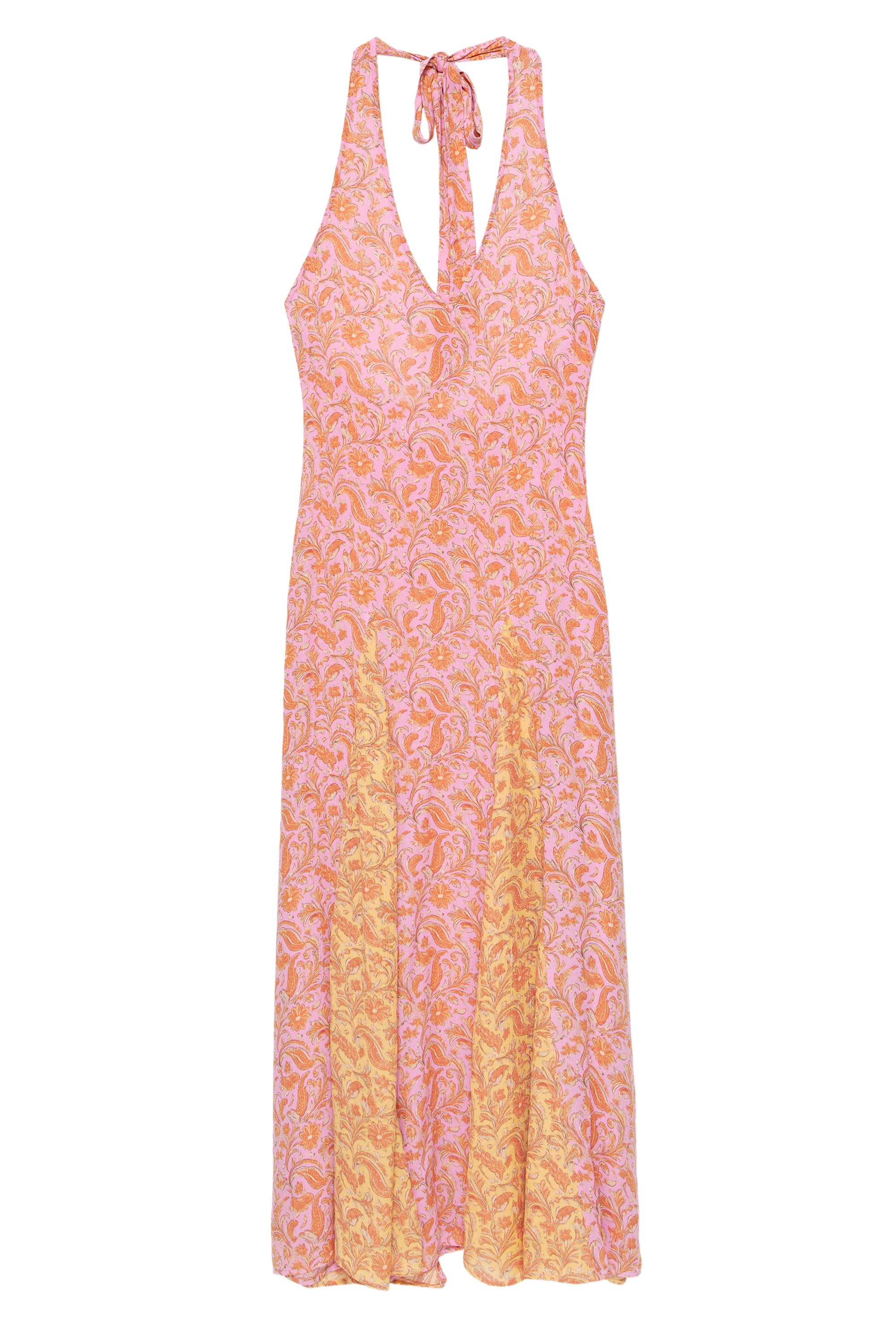 Pull&Bear Halter yaka desenli midi elbise görsel 3