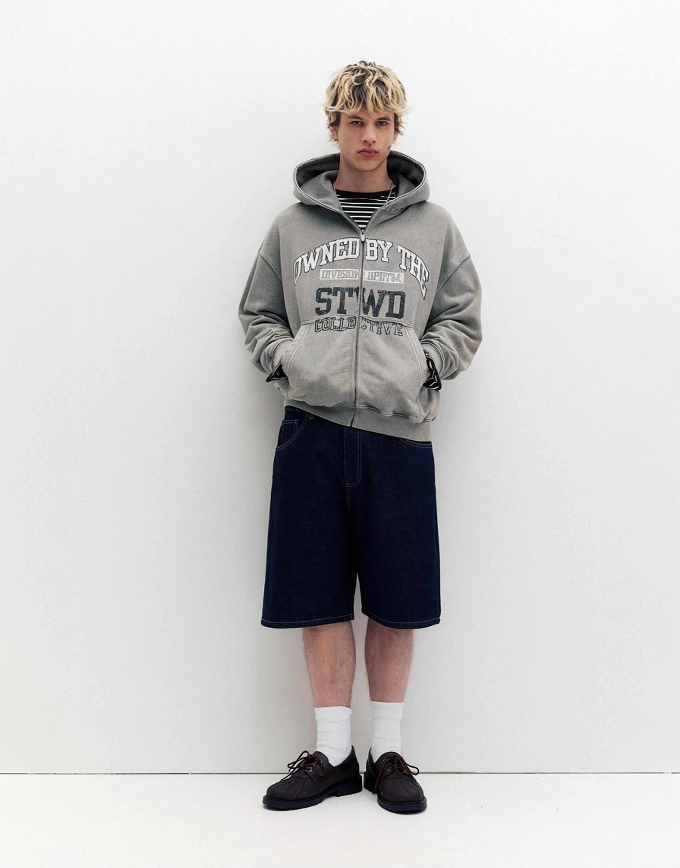 STWD fermuarlı kapüşonlu sweatshirt - Görsel 12