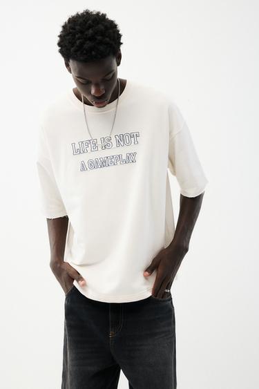 STWD short sleeve embroidered sweatshirt — Off white 1