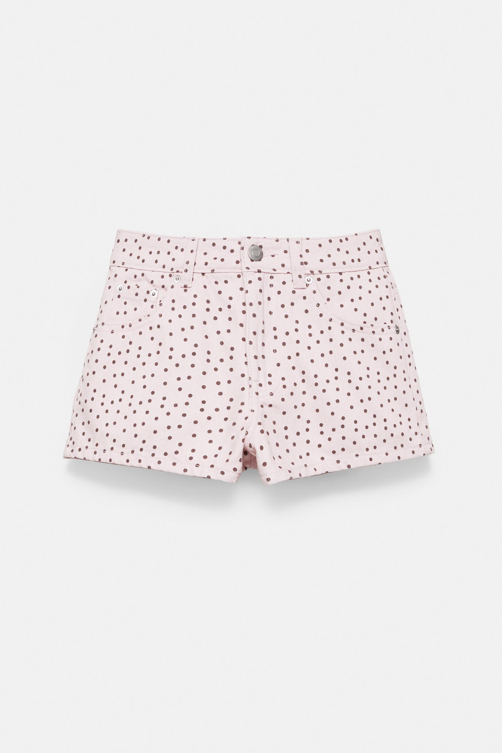 Mini polka dot shorts — Pale pink