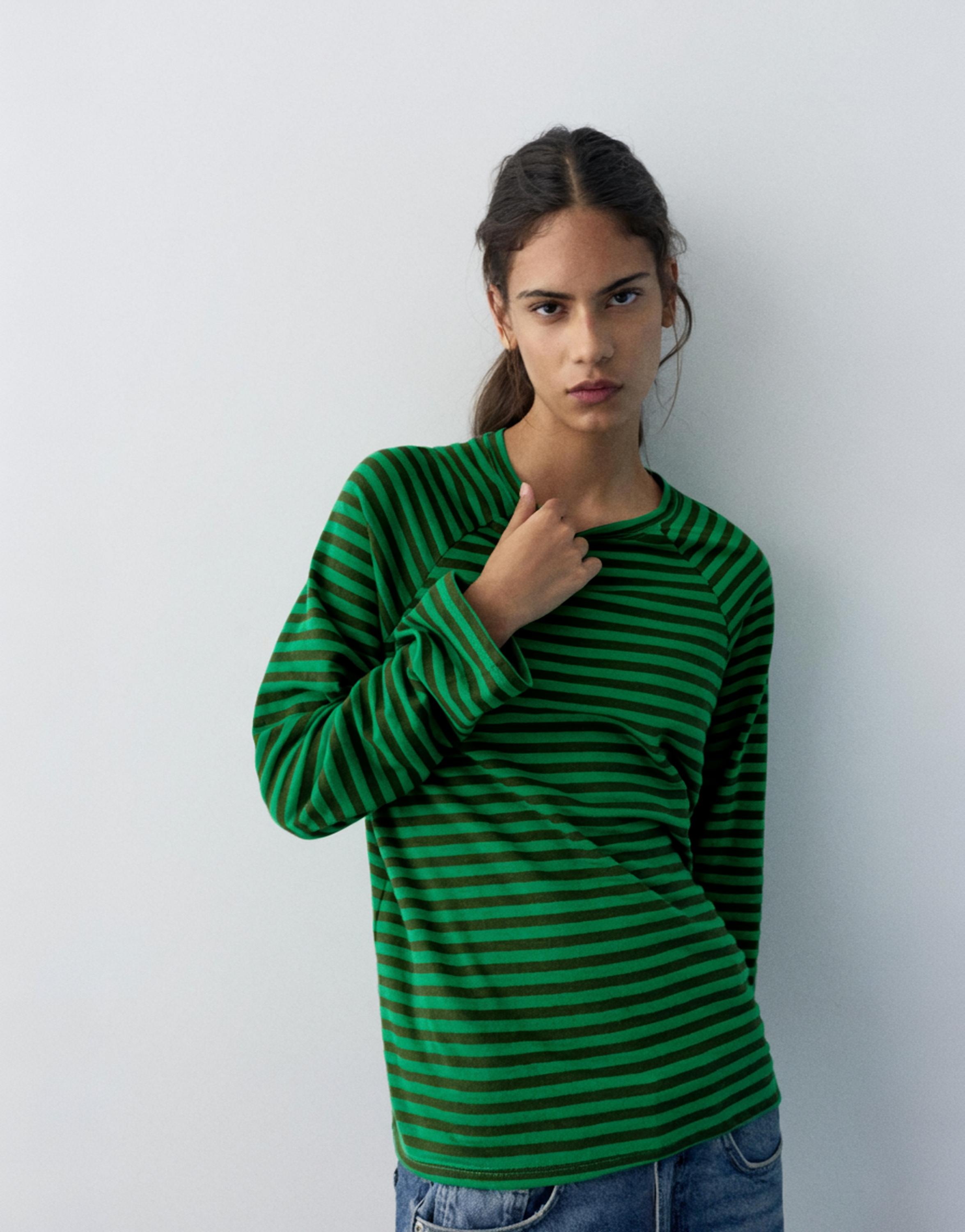 Uzun kollu çizgili tişört - Görsel 12